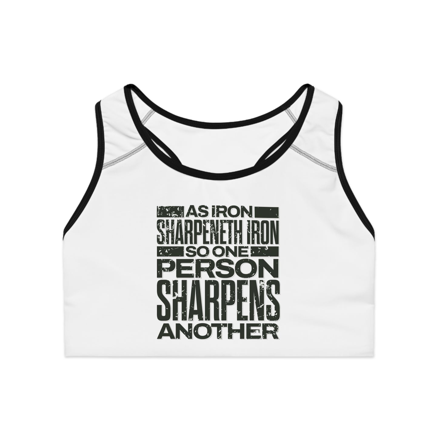 "As Iron Sharpeneth Iron So One Person Sharpens Another" Unisex Sports Bra - The Shield of Light