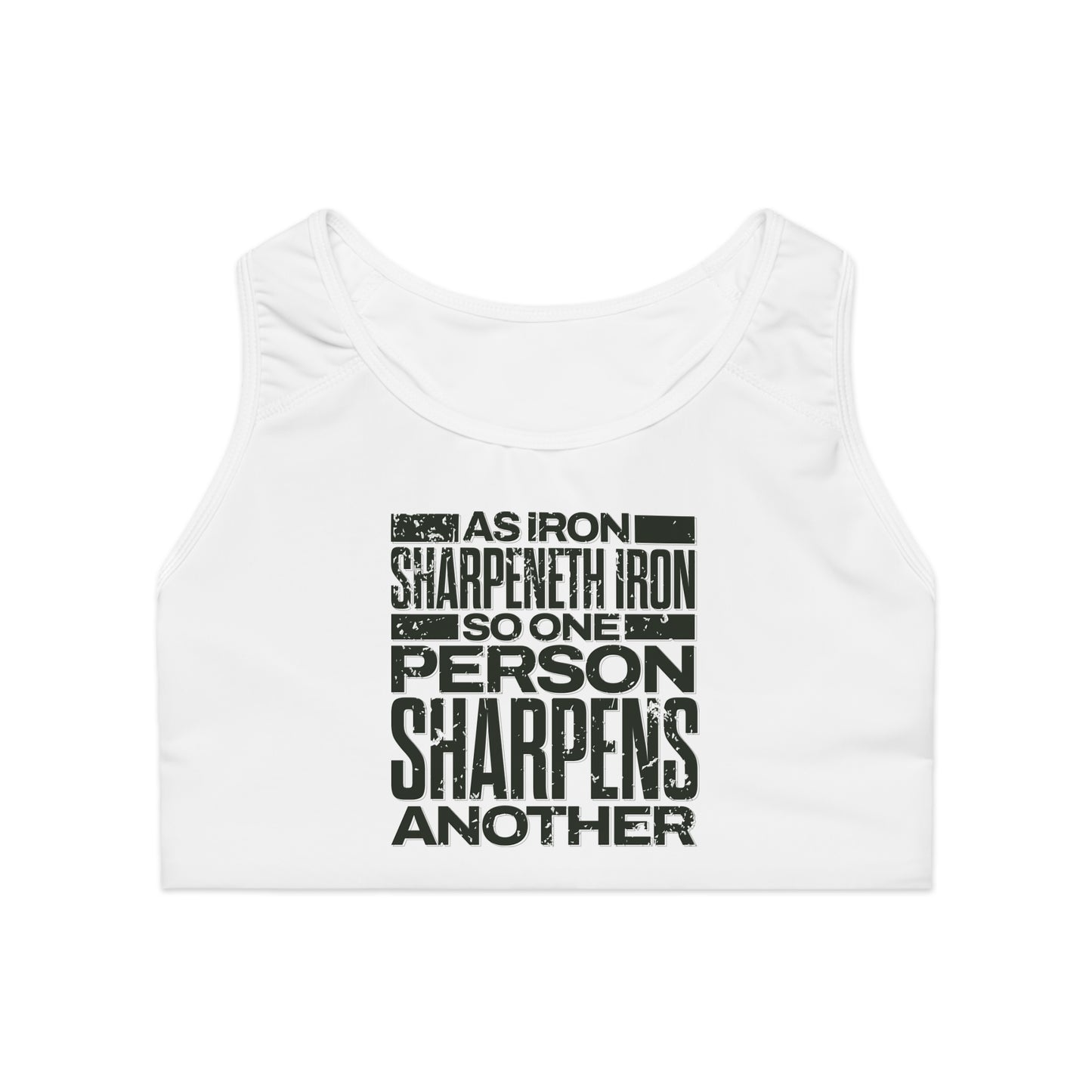 "As Iron Sharpeneth Iron So One Person Sharpens Another" Unisex Sports Bra - The Shield of Light