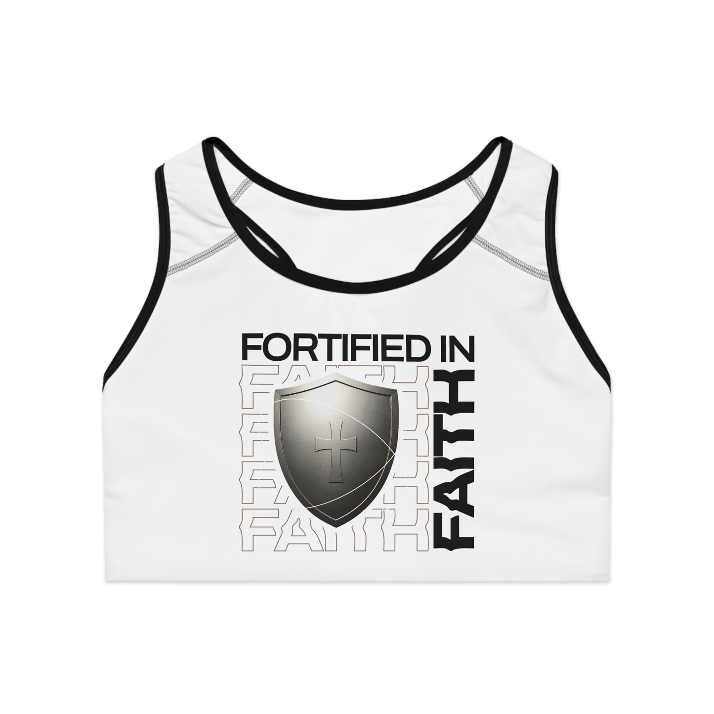 "Fortified In Faith " Unisex Sports Bra - The Shield of Light