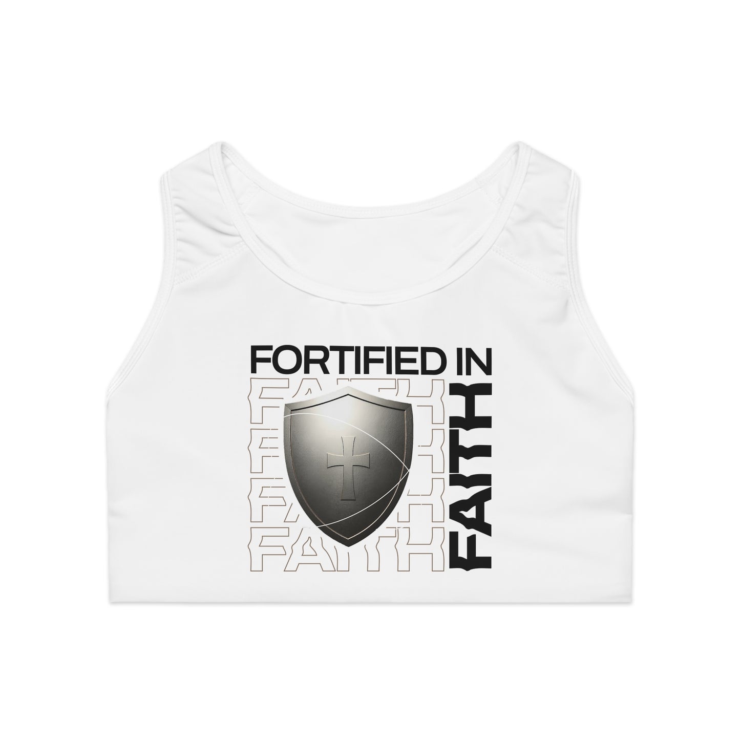 "Fortified In Faith " Unisex Sports Bra - The Shield of Light