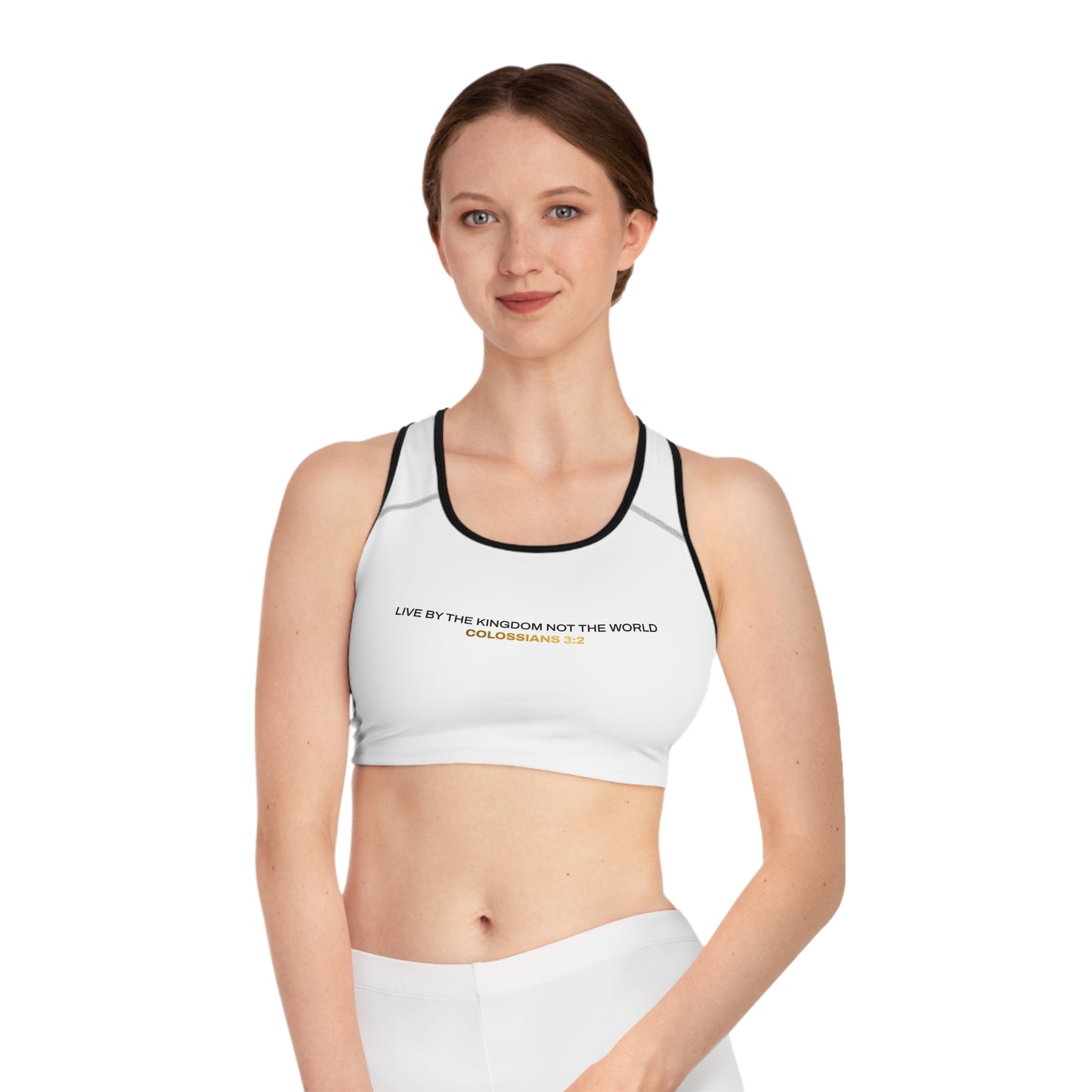 "Live By the Kingdom Not the World Colossians 3:2" Unisex Sports Bra - The Shield of Light