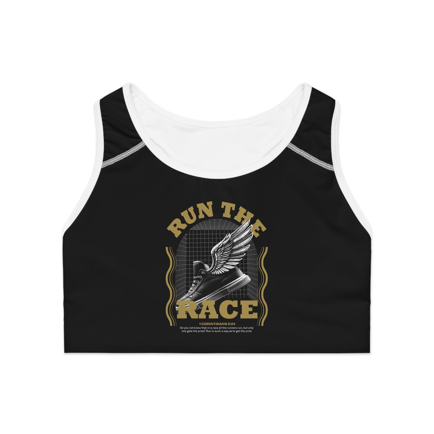 "Run The Race " Unisex Sports Bra - The Shield of Light