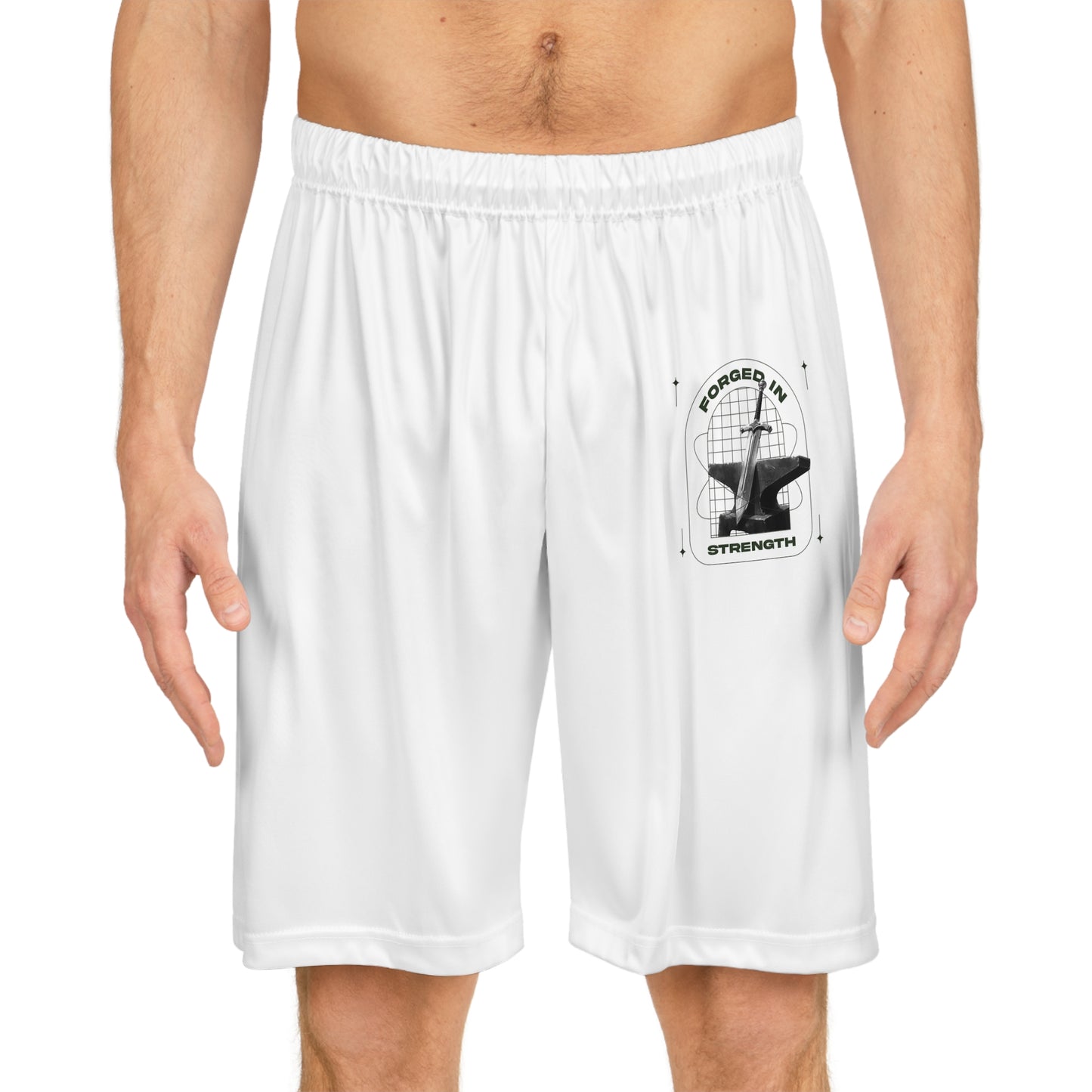 "Forged In Strength" Basketball Shorts - The Shield of Light