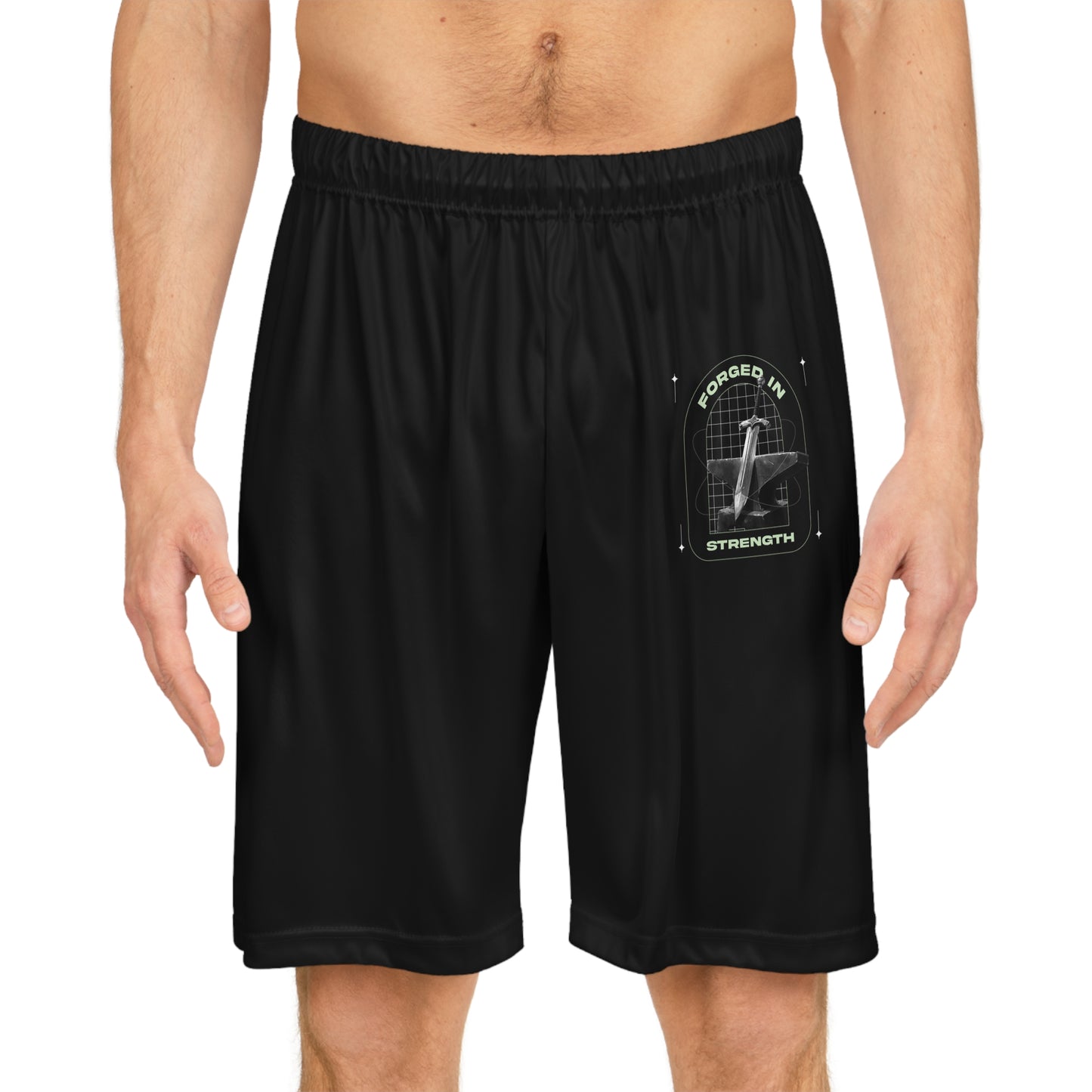 "Forged In Strength" Basketball Shorts - The Shield of Light
