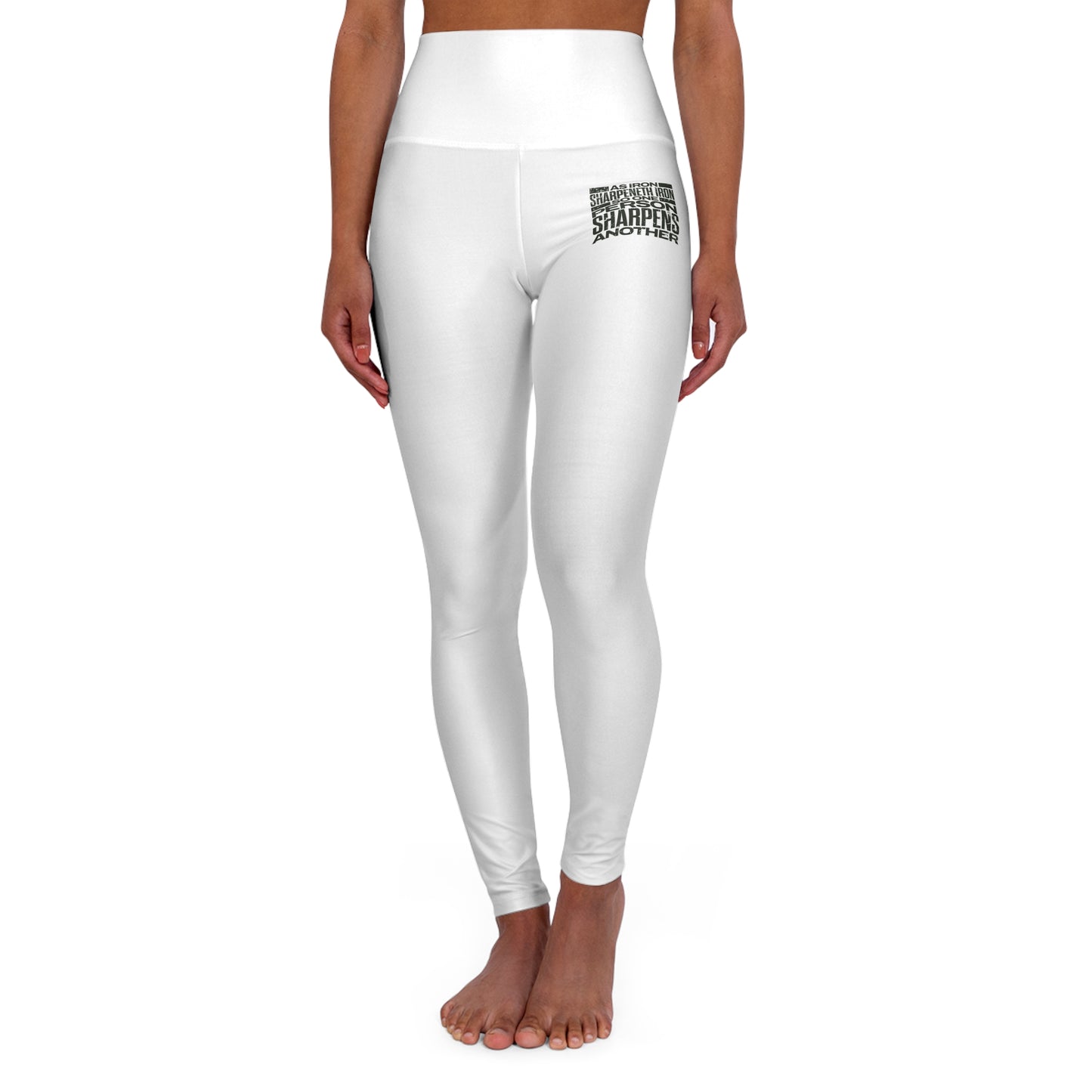 "As Iron Sharpeneth Iron So One Person Sharpens Another" Unisex High Waisted Yoga Leggings - The Shield of Light