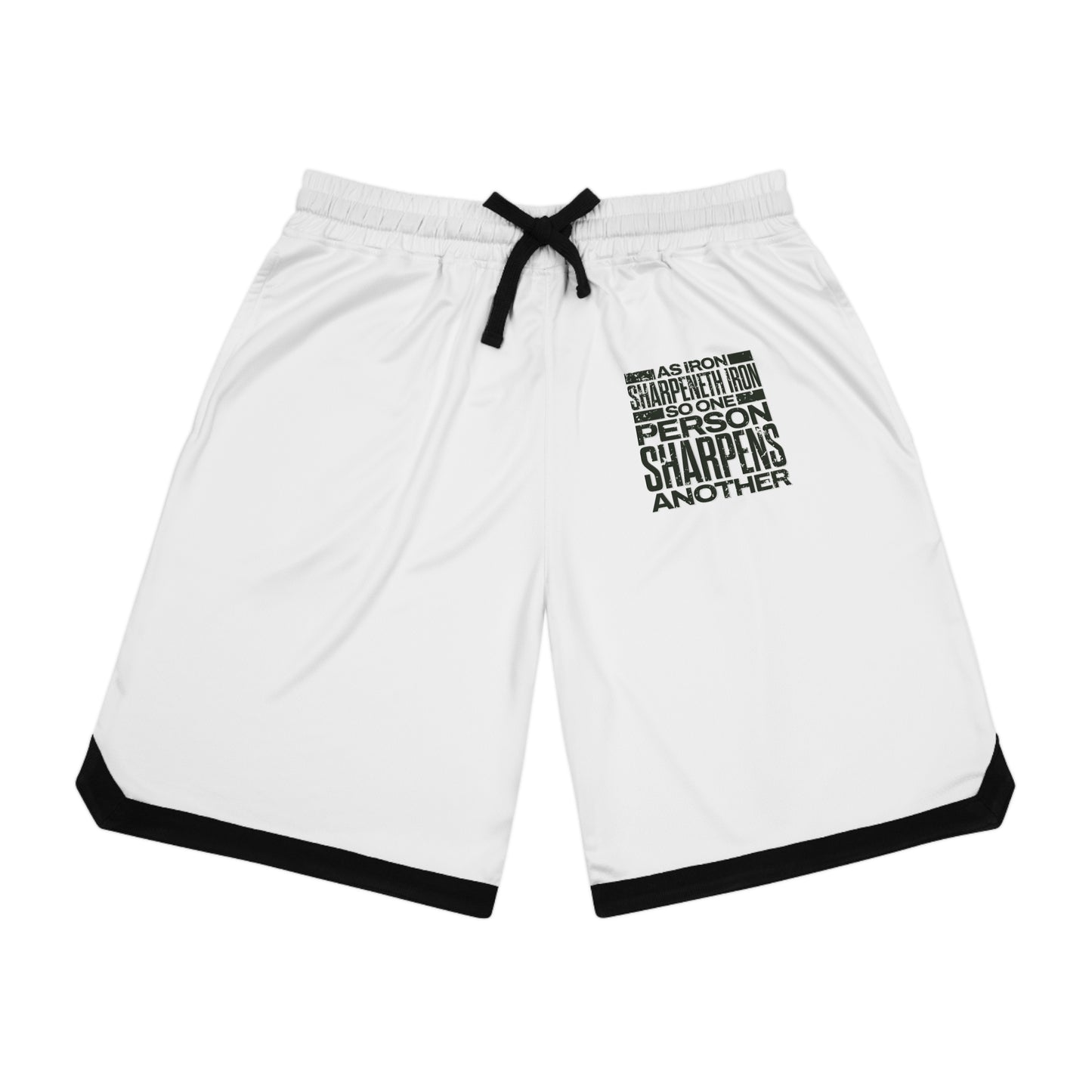 "As Iron Sharpeneth Iron So One Person Sharpens Another" Unisex Basketball Rib Shorts - The Shield of Light
