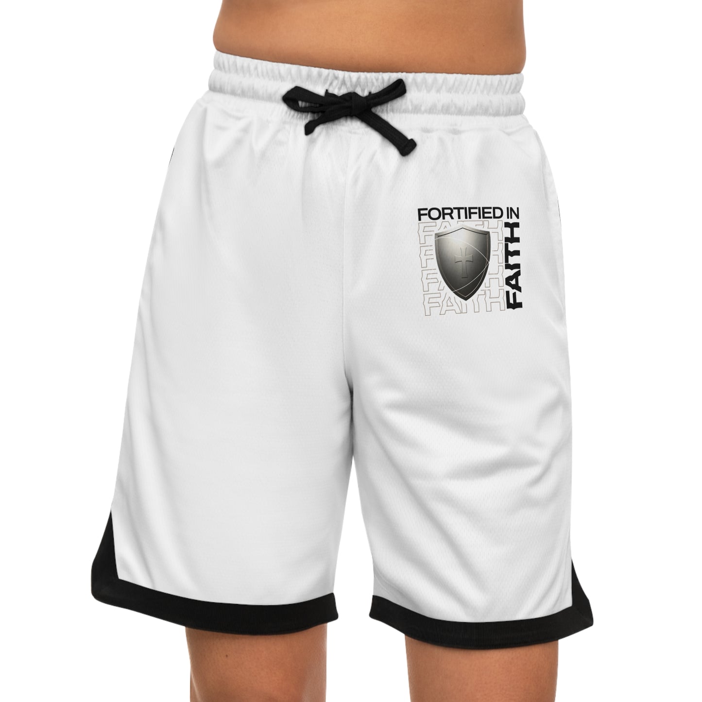 "Fortified In Faith " Unisex Basketball Rib Shorts - The Shield of Light