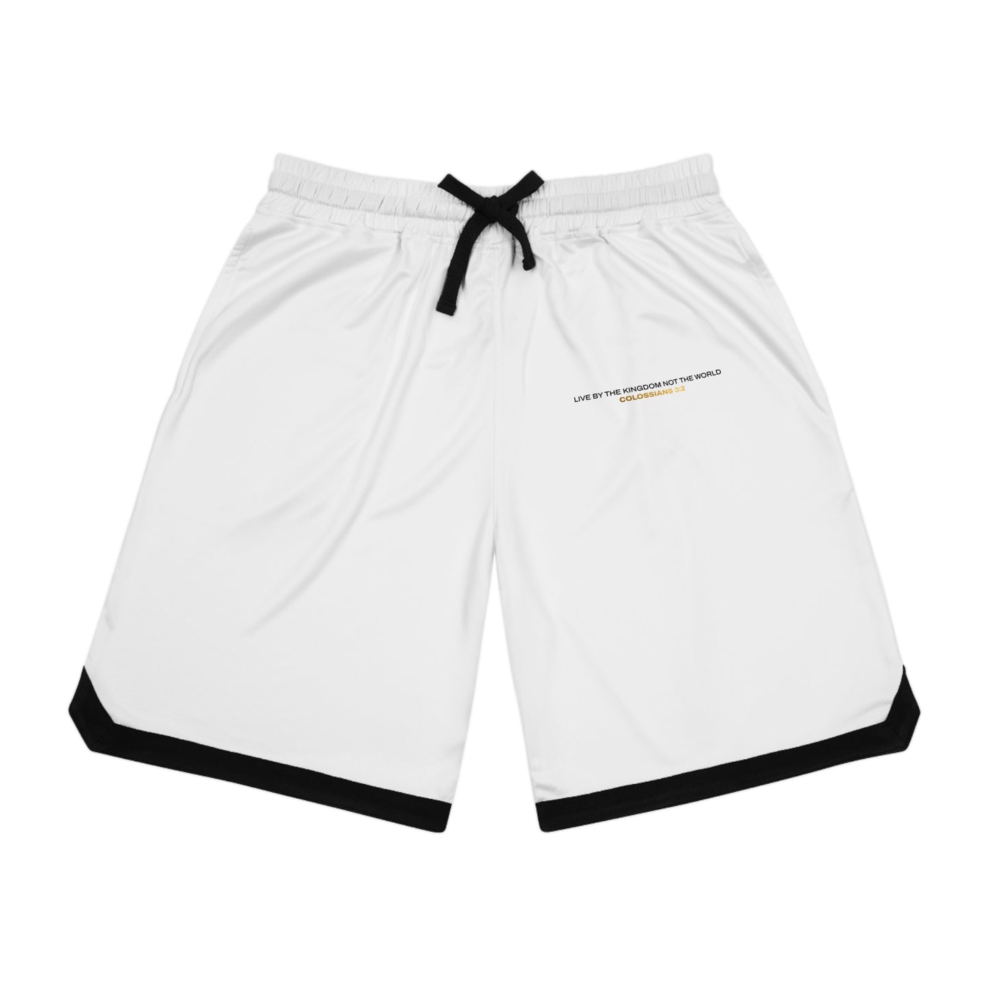 "Live By the Kingdom Not the World Colossians 3:2" Unisex Basketball Rib Shorts - The Shield of Light