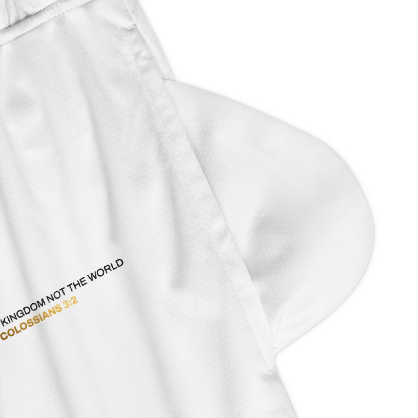 "Live By the Kingdom Not the World Colossians 3:2" Unisex Basketball Rib Shorts - The Shield of Light