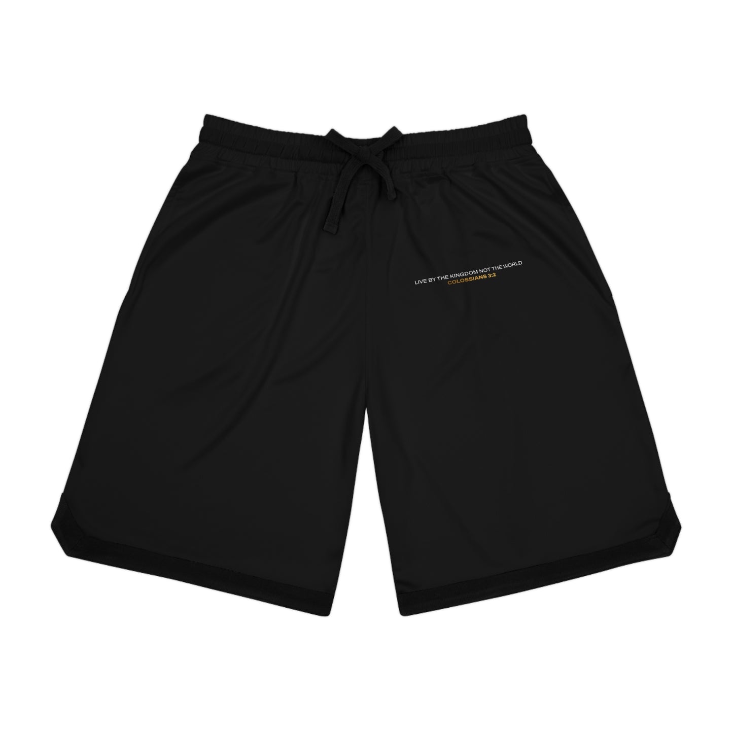 "Live By the Kingdom Not the World Colossians 3:2" Unisex Basketball Rib Shorts - The Shield of Light