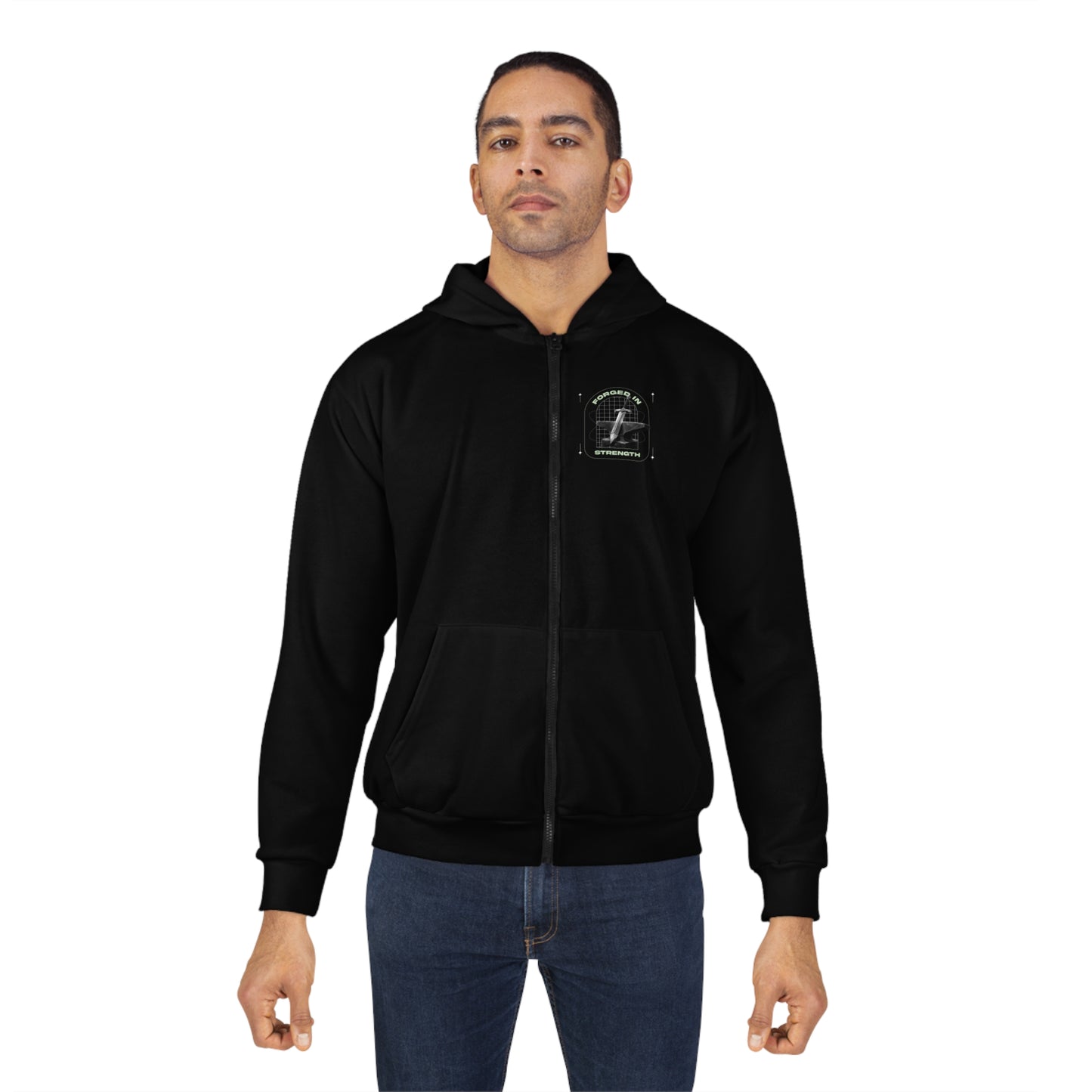 "Forged In Strength" Unisex Zip Hoodie - The Shield of Light