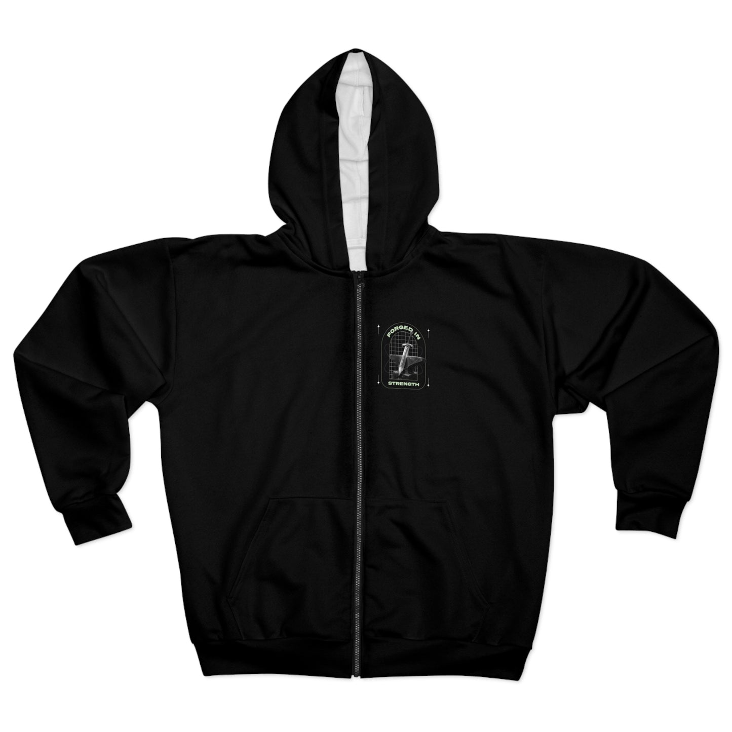 "Forged In Strength" Unisex Zip Hoodie - The Shield of Light