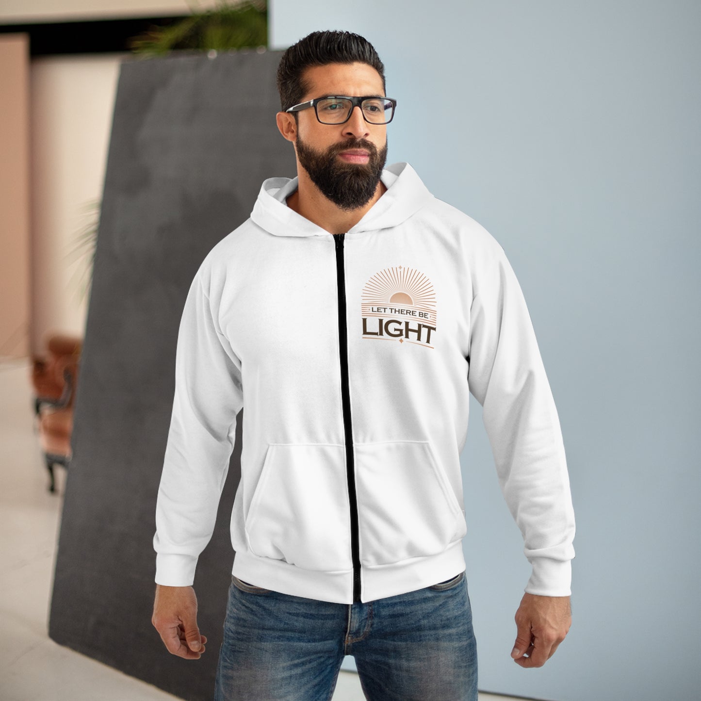 'Let There Be Light' Unisex Zip Hoodie - The Shield of Light
