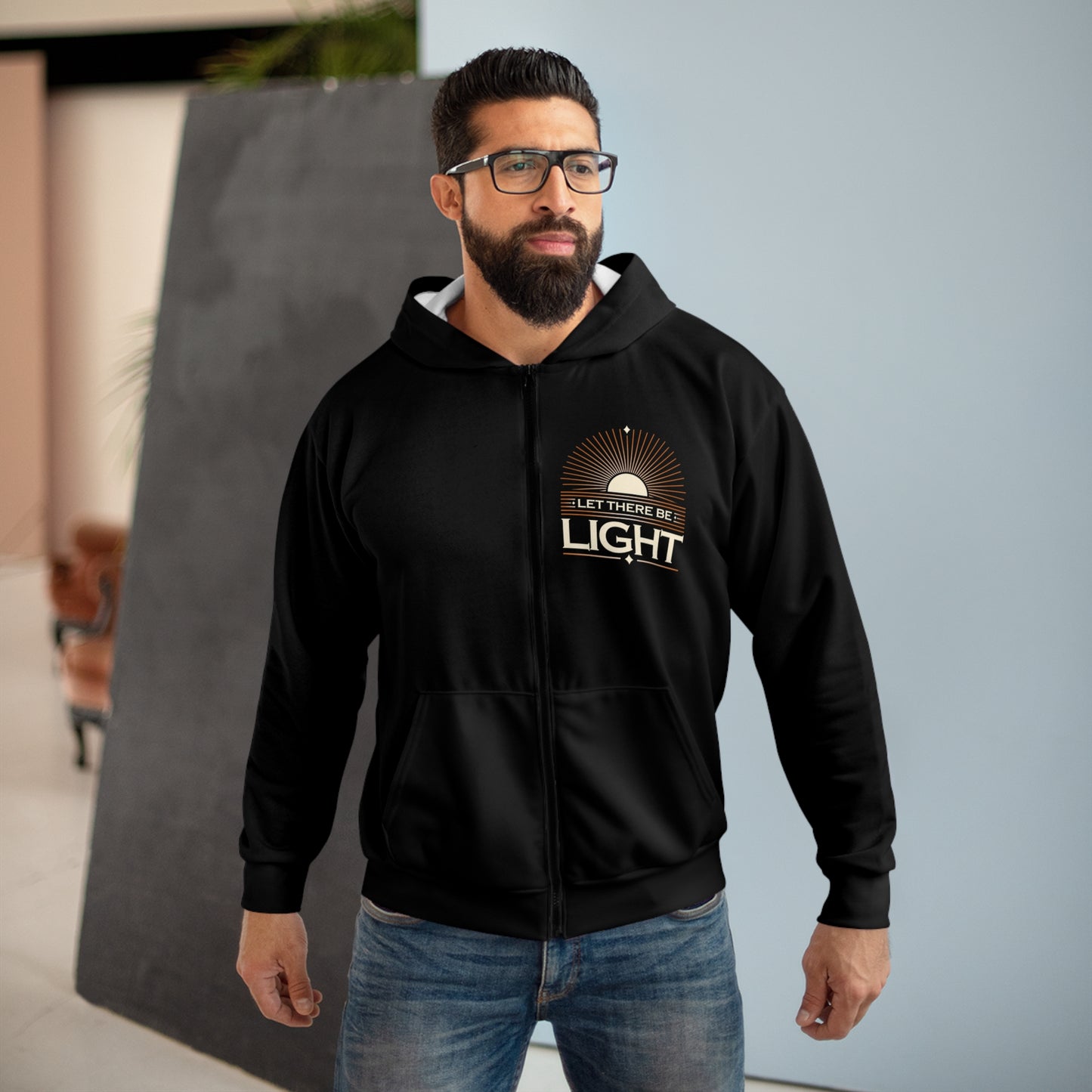 'Let There Be Light' Unisex Zip Hoodie - The Shield of Light