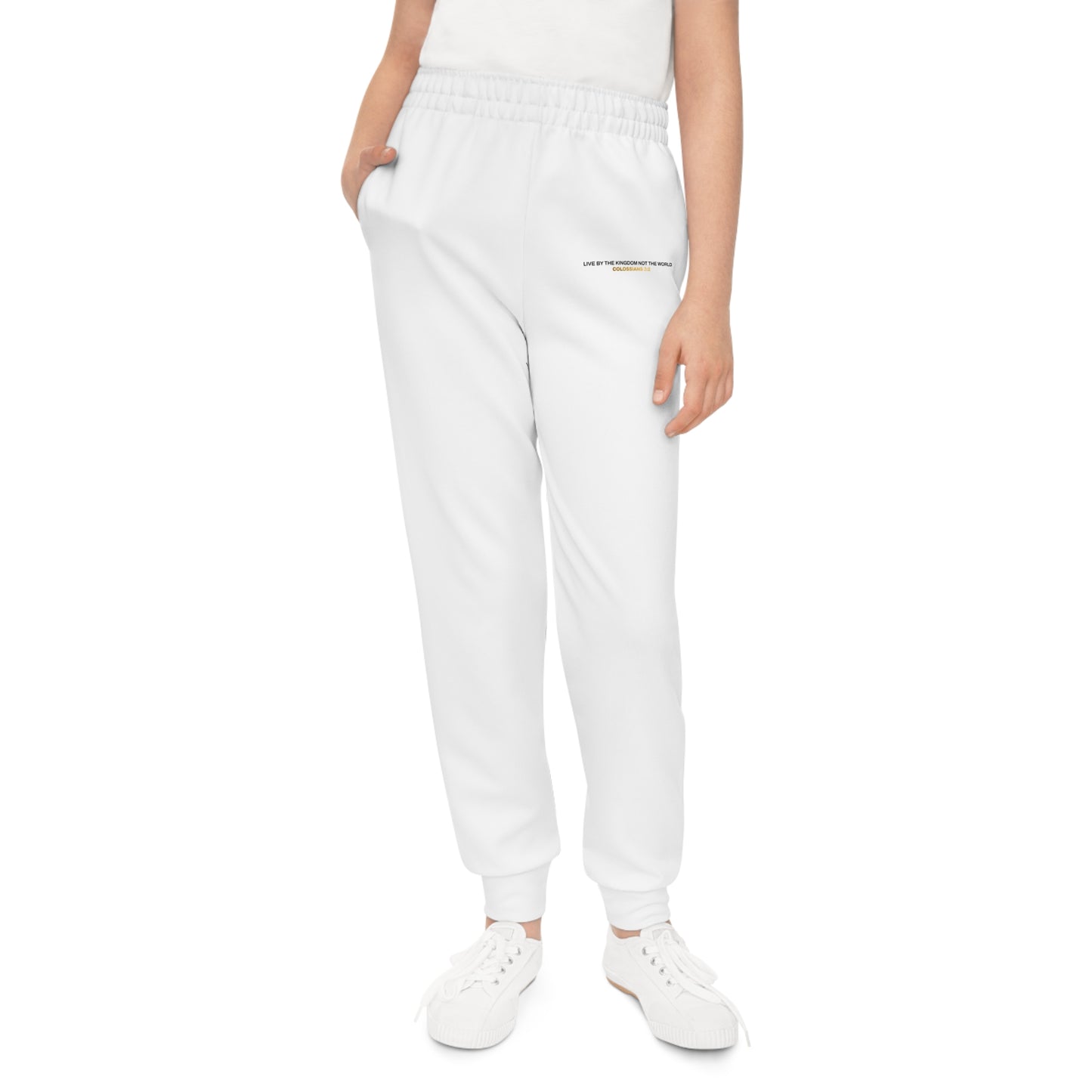 "Live By the Kingdom Not the World Colossians 3:2" Unisex Youth Joggers - The Shield of Light