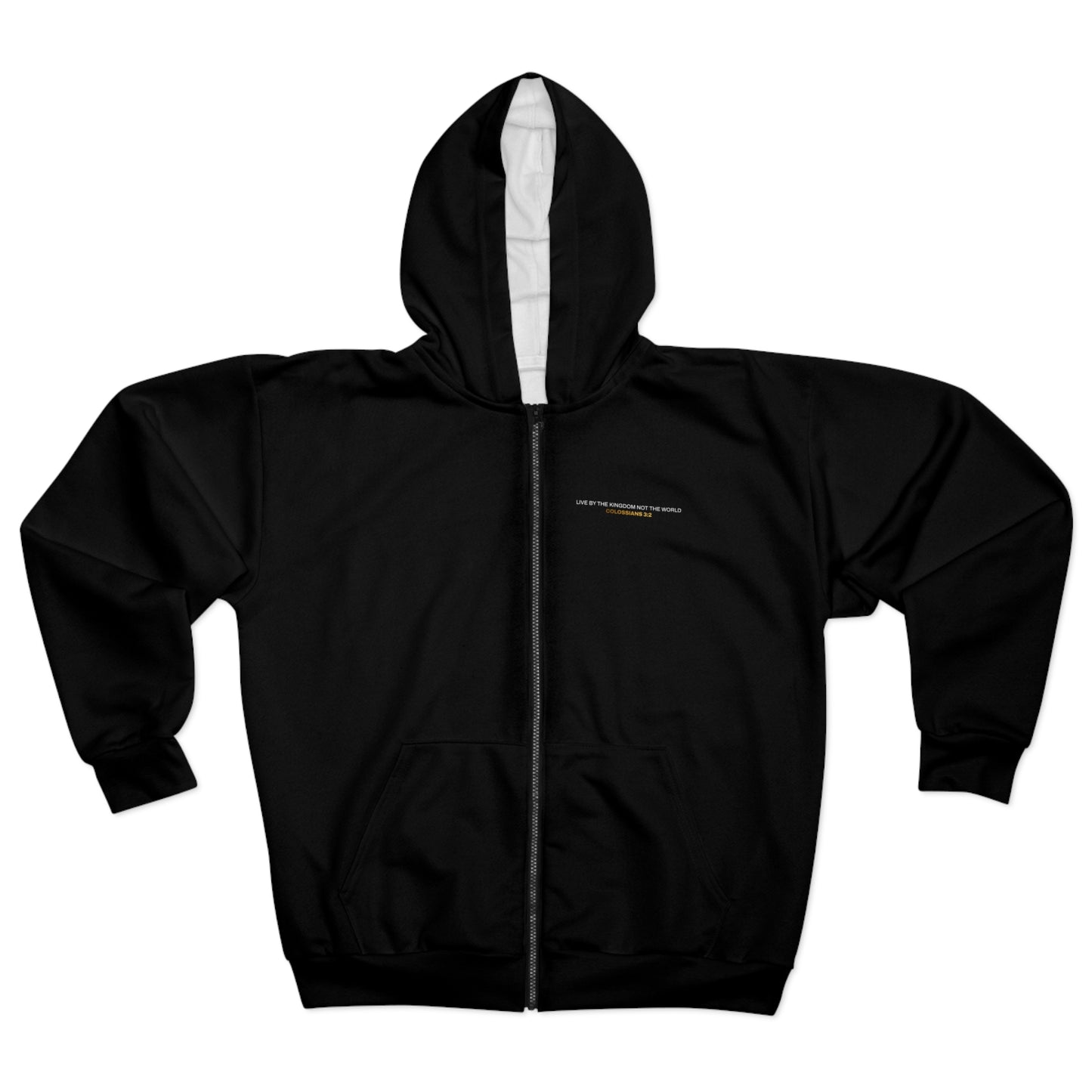 "Live By the Kingdom Not the World Colossians 3:2" Unisex Zip Hoodie - The Shield of Light