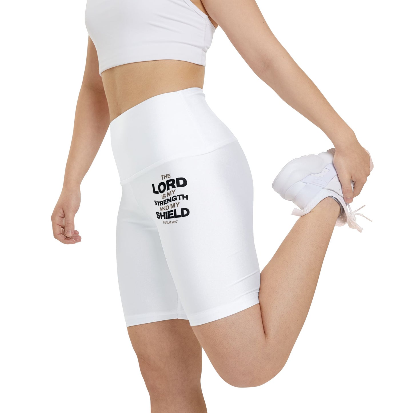 "The Lord Is My Strength and My Shield Psalm 28:7" Unisex Workout Shorts - The Shield of Light