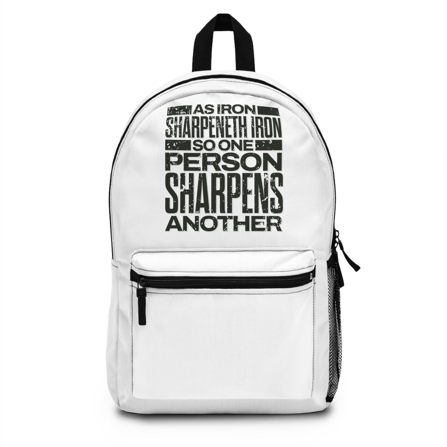 "As Iron Sharpeneth Iron So One Person Sharpens Another" Unisex Backpack - The Shield of Light