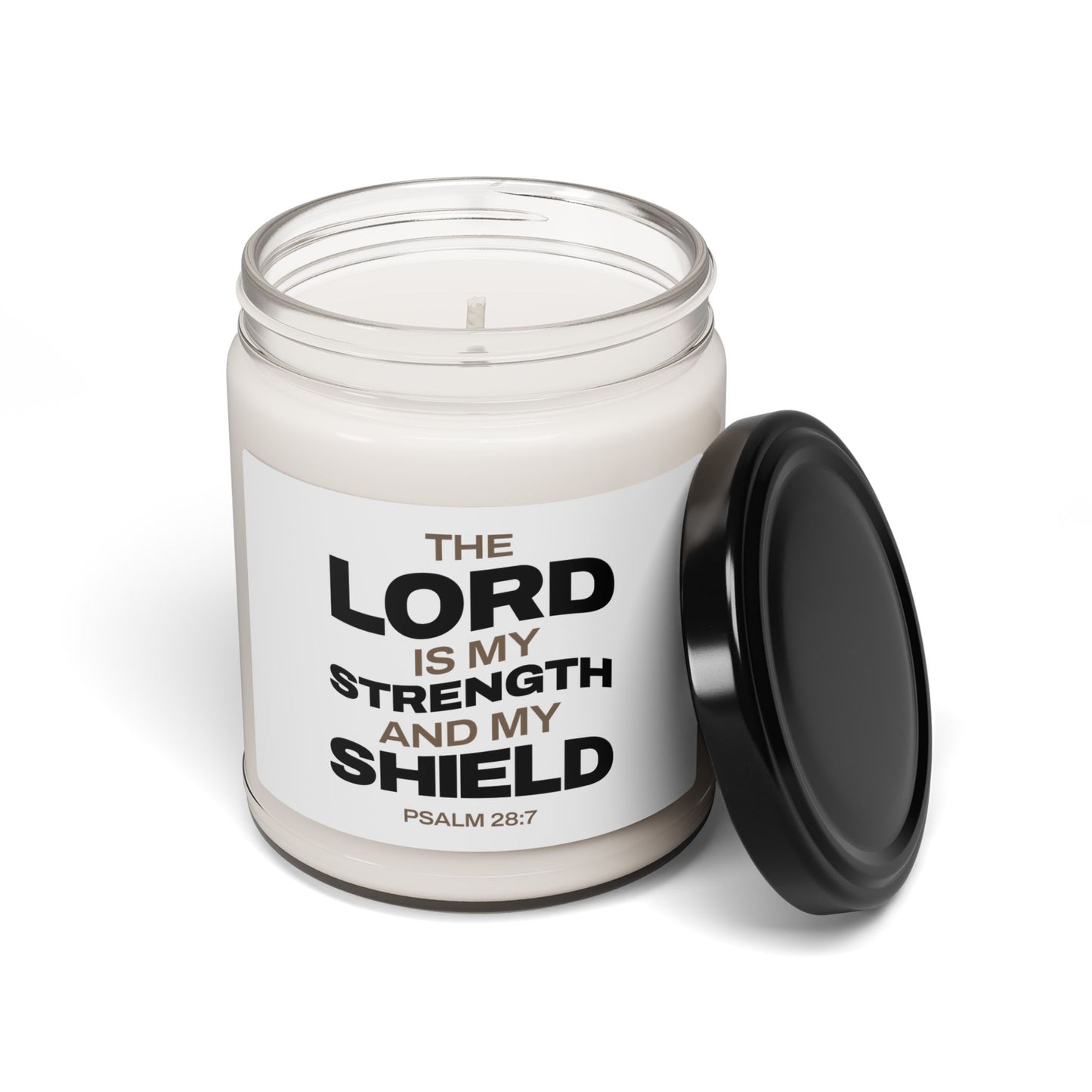 Inspirational Soy Candle - 'The Lord is My Strength and My Shield' - 9oz - The Shield of Light