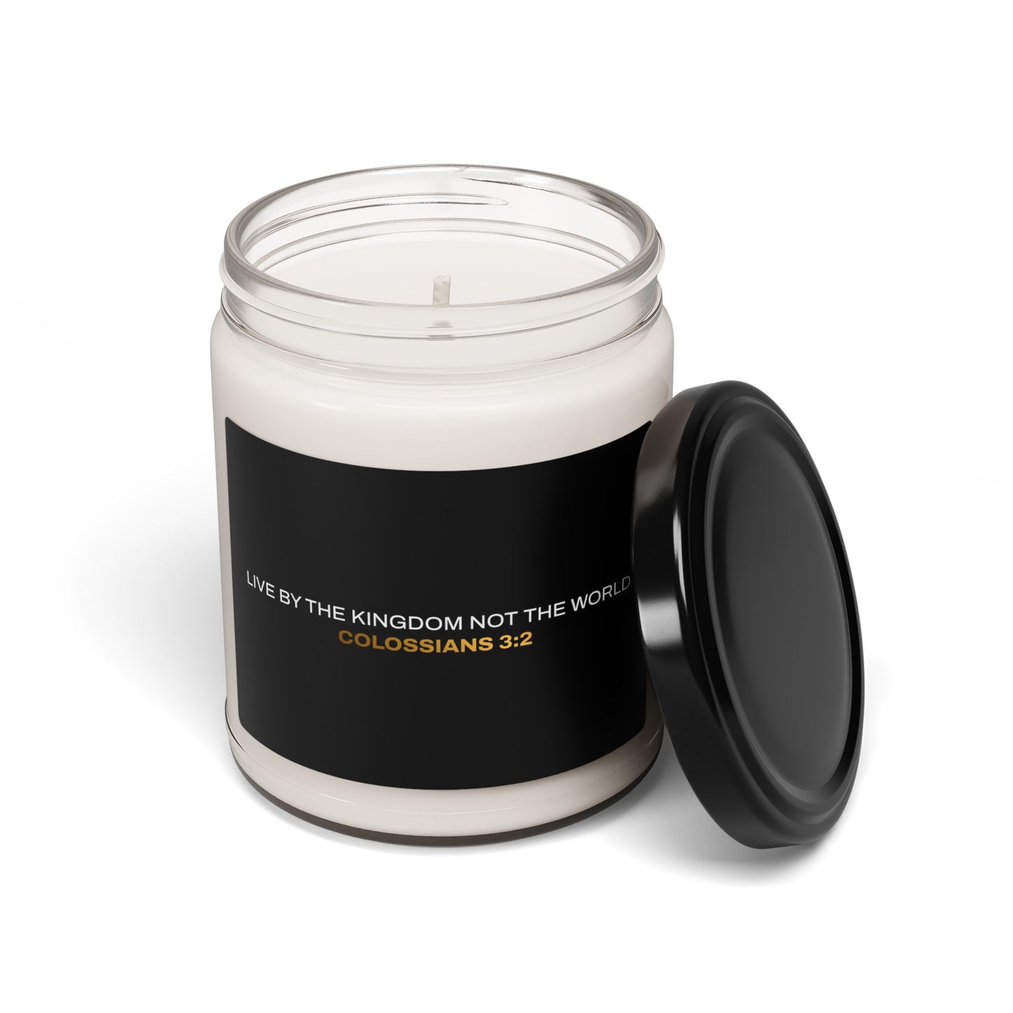"Live By the Kingdom Not the World Colossians 3:2" Inspirational Scented Soy Candle - The Shield of Light