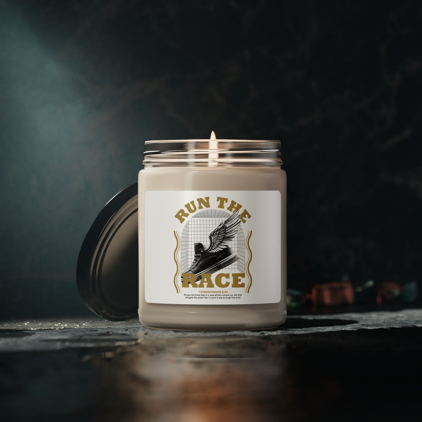 "Run The Race" Unisex Scented Soy Candle, 9oz - The Shield of Light