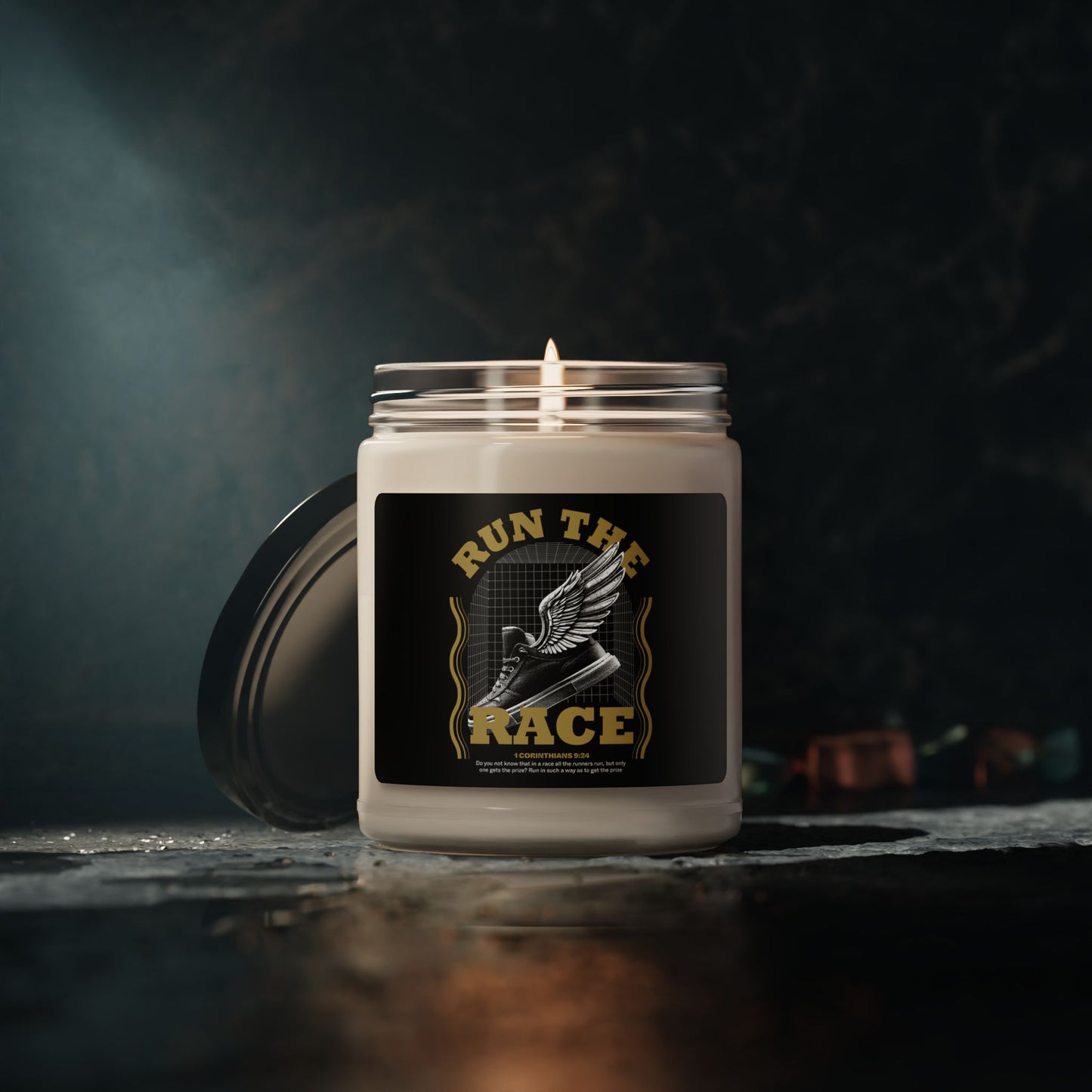 "Run The Race" Unisex Scented Soy Candle, 9oz - The Shield of Light