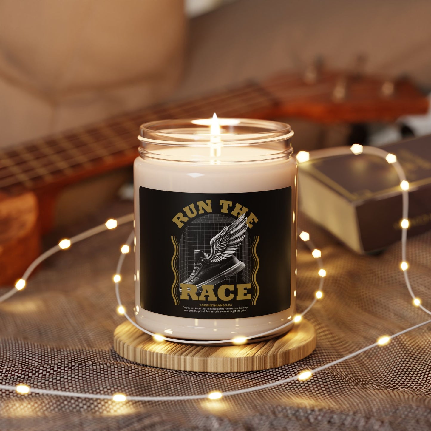 "Run The Race" Unisex Scented Soy Candle, 9oz - The Shield of Light