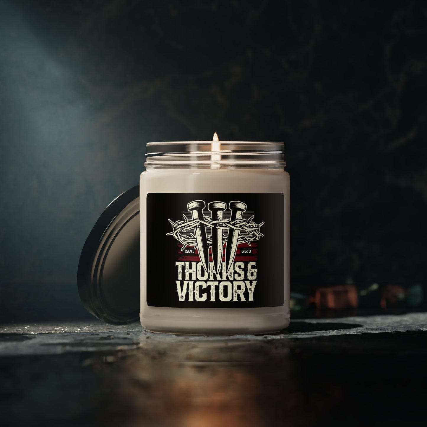 "Thorns & Victory" Unisex Scented Soy Candle, 9oz - The Shield of Light