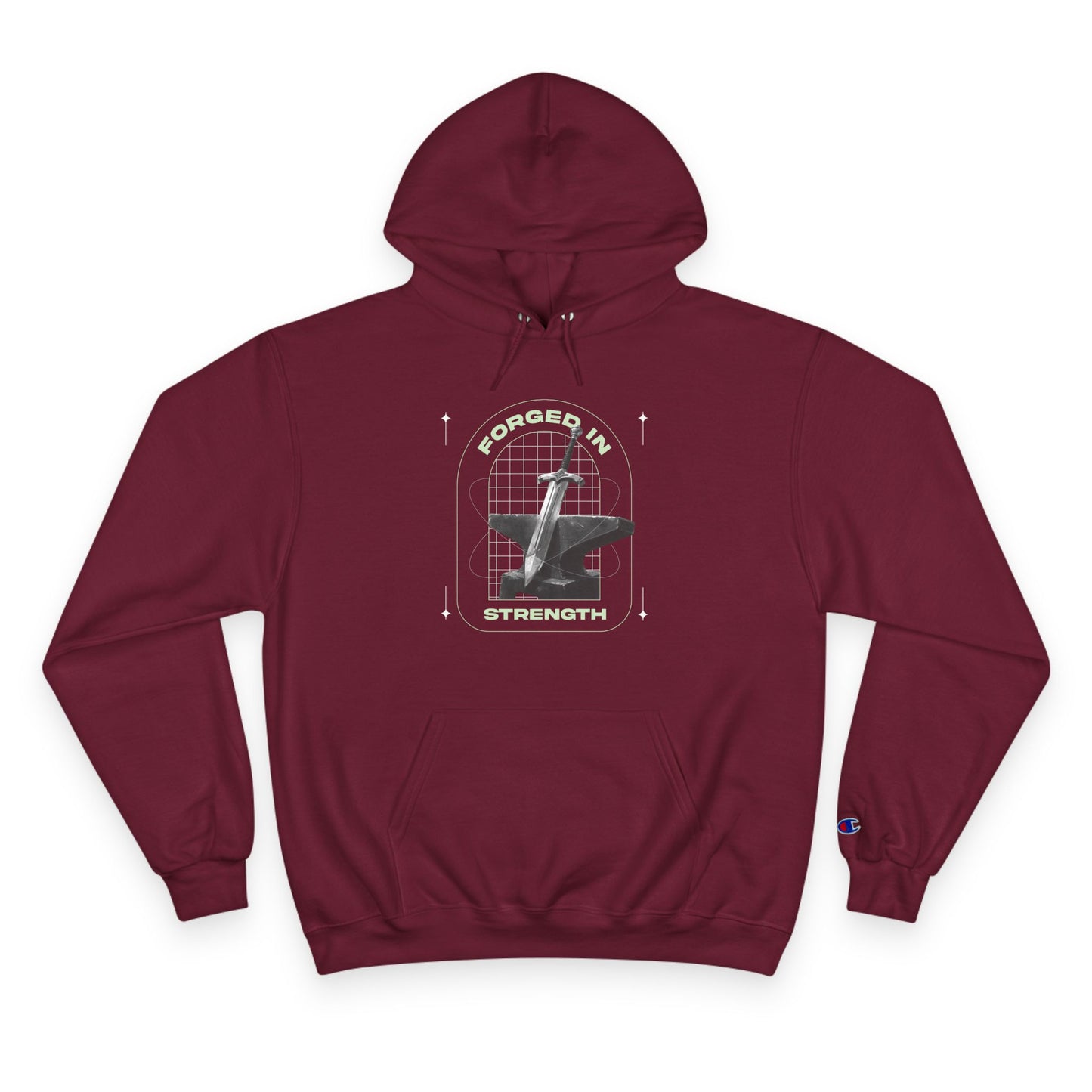 "Forged In Strength" Inspirational Champion Hoodie - The Shield of Light