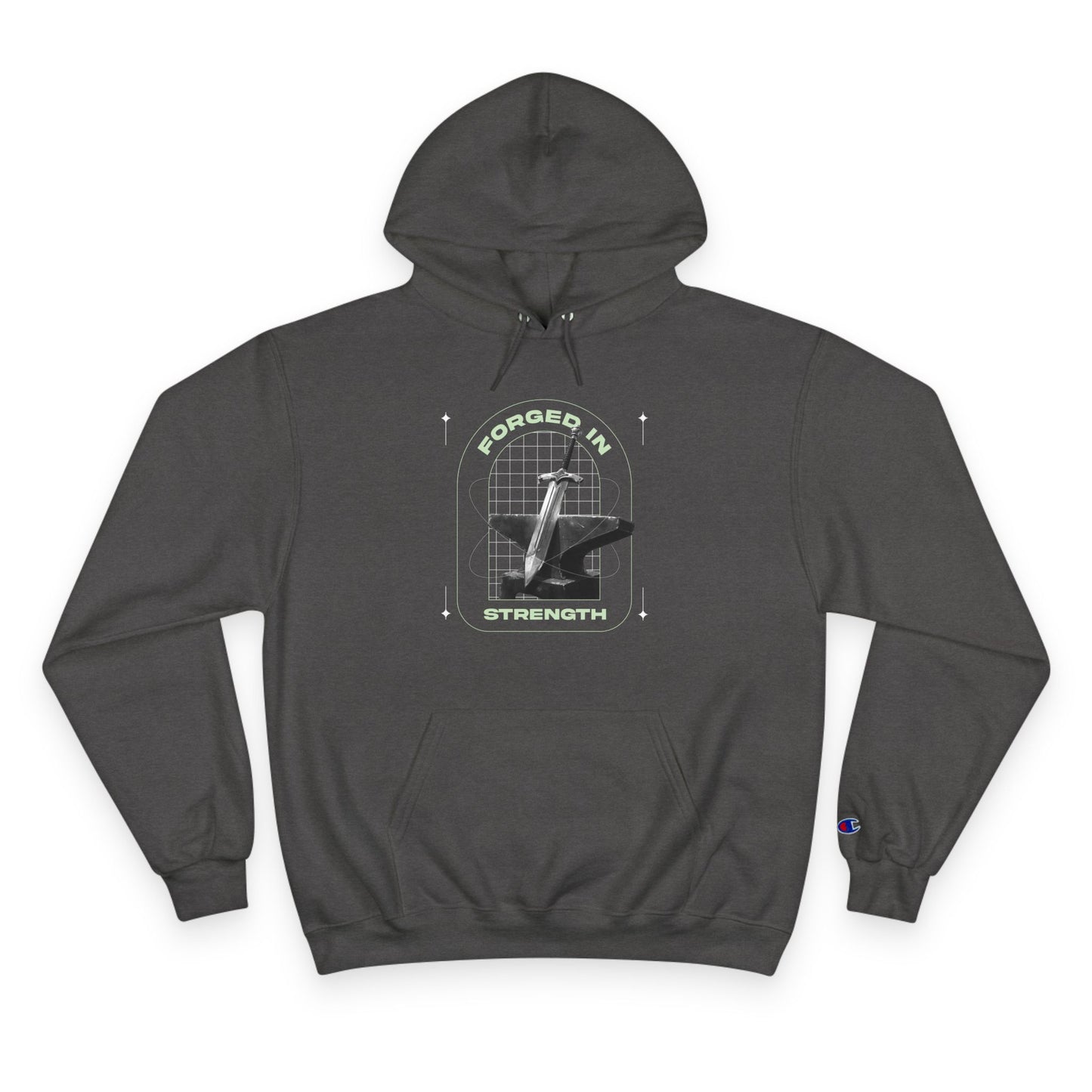 "Forged In Strength" Inspirational Champion Hoodie - The Shield of Light