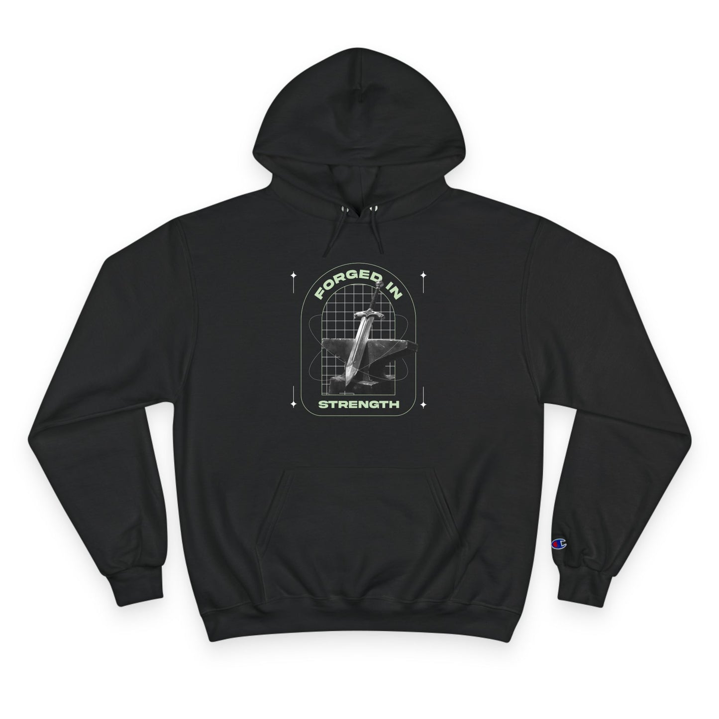 "Forged In Strength" Inspirational Champion Hoodie - The Shield of Light