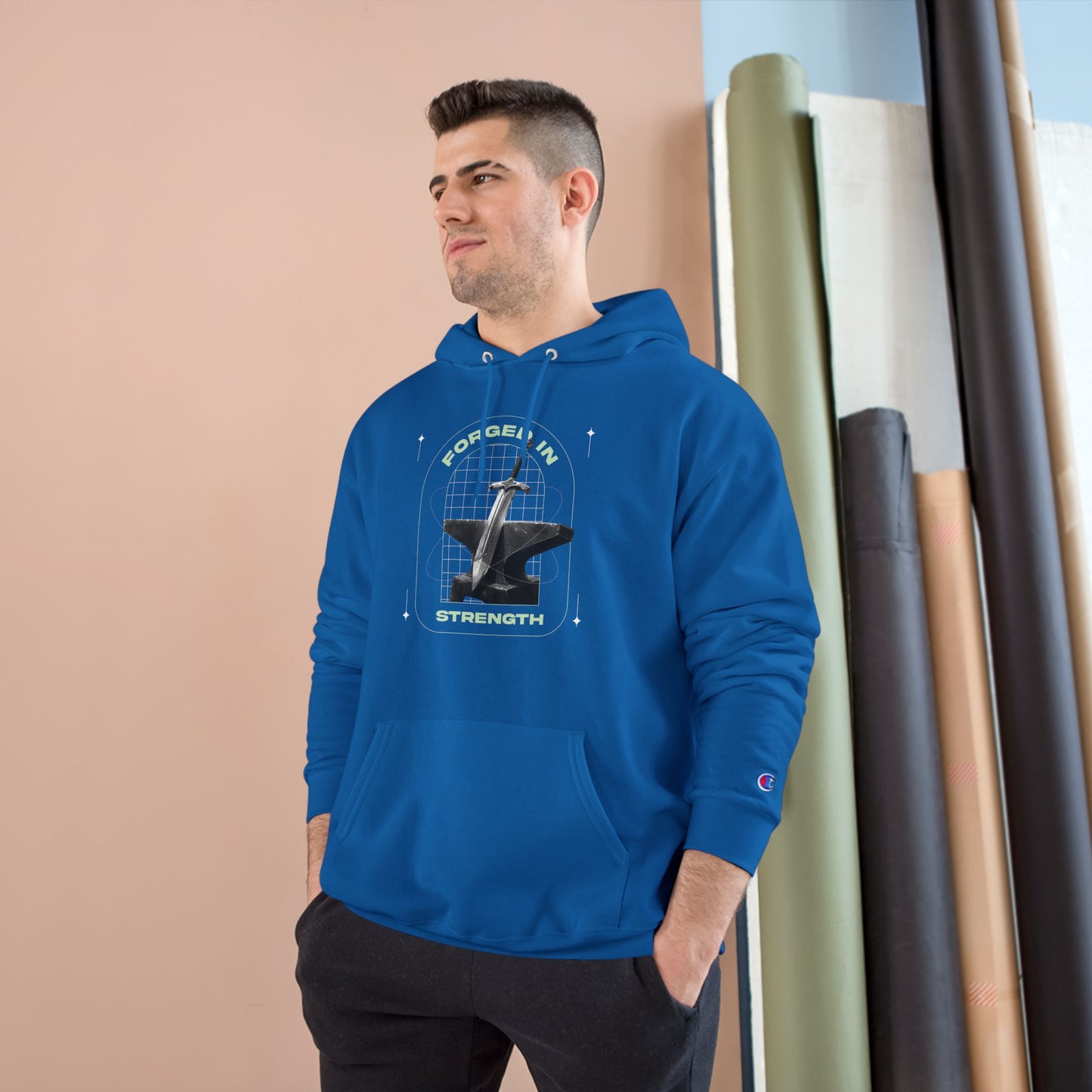"Forged In Strength" Inspirational Champion Hoodie - The Shield of Light