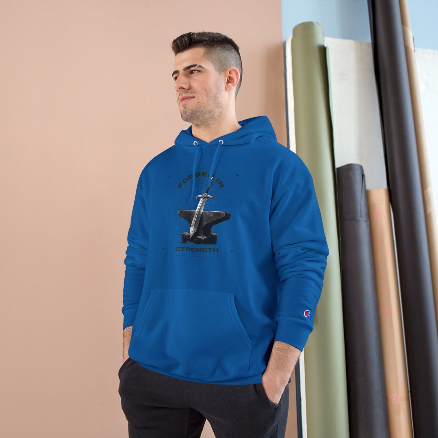 "Forged In Strength" Inspirational Champion Hoodie - The Shield of Light