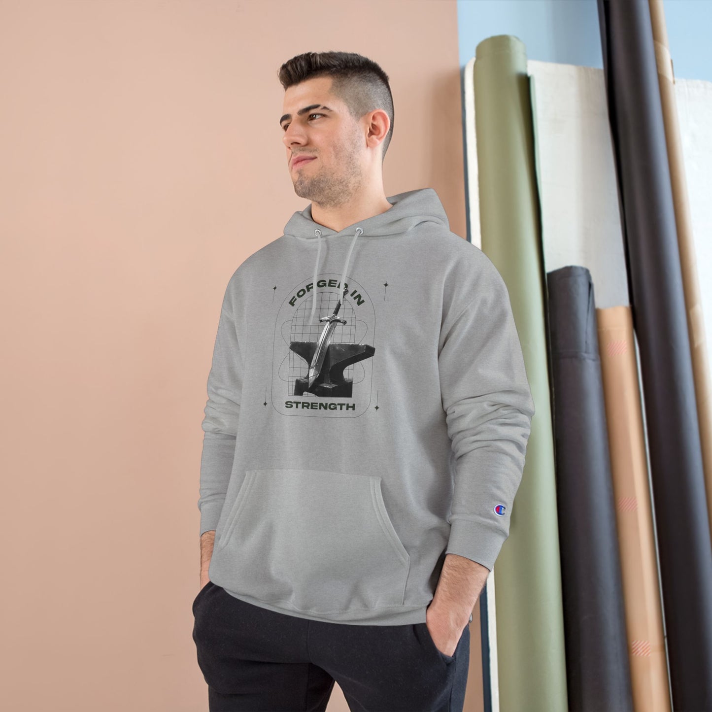 "Forged In Strength" Inspirational Champion Hoodie - The Shield of Light