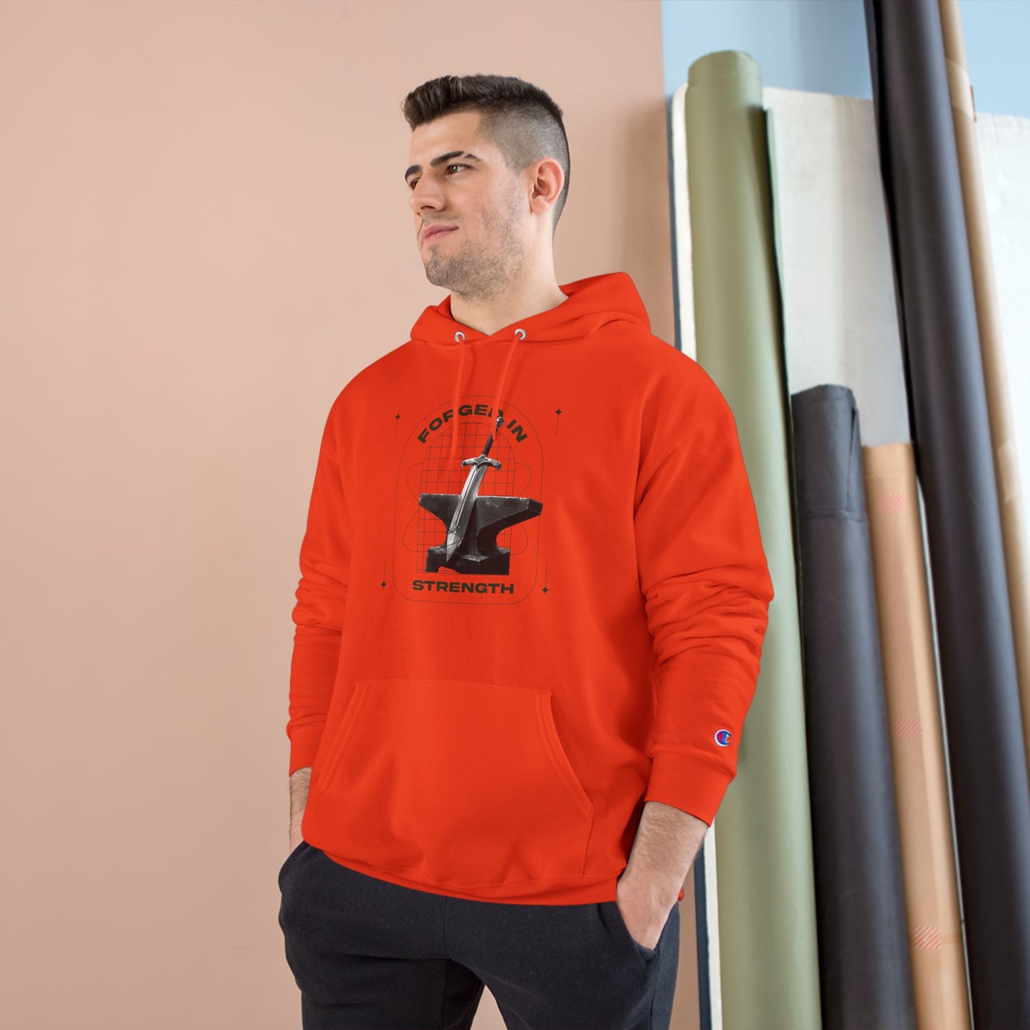 "Forged In Strength" Inspirational Champion Hoodie - The Shield of Light