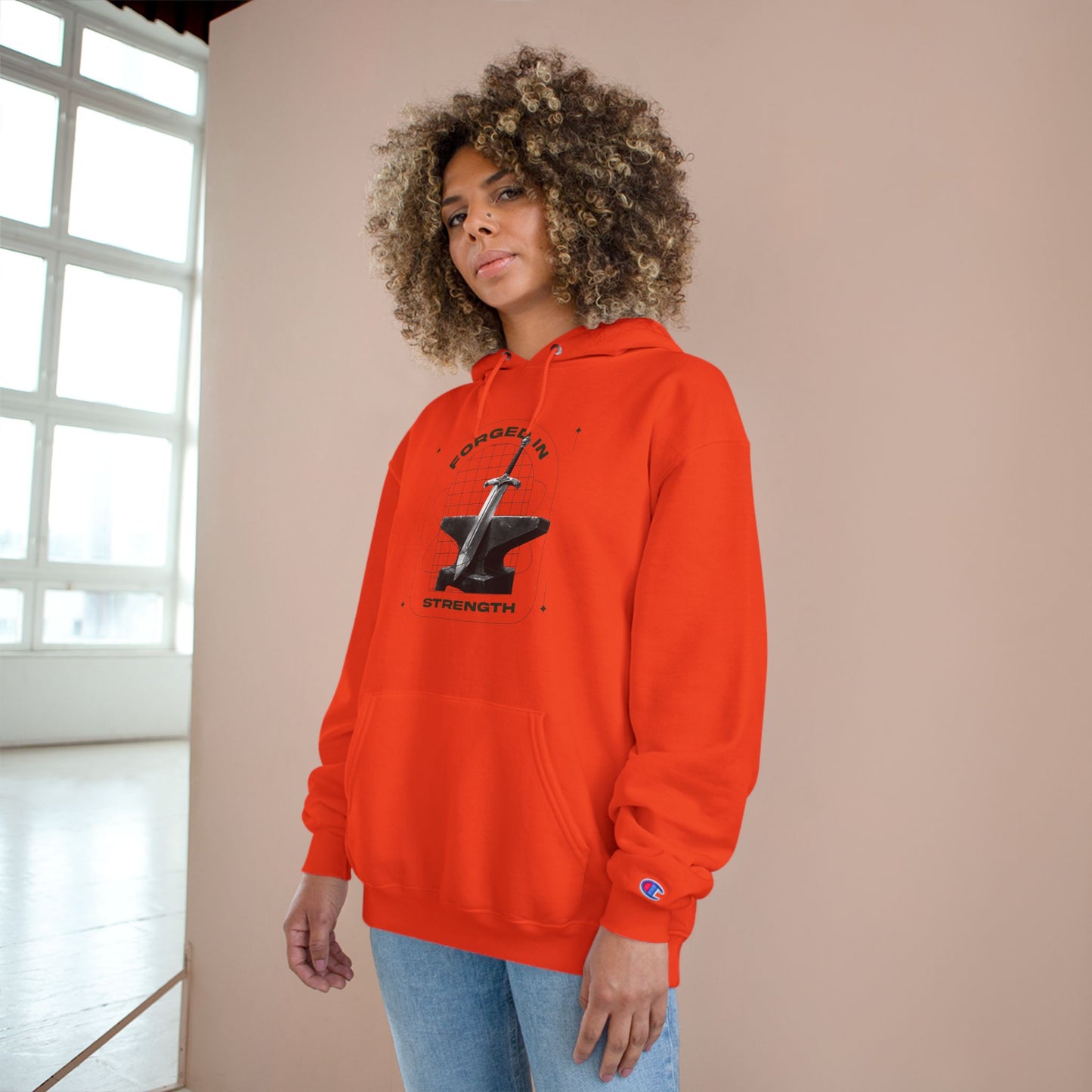 "Forged In Strength" Inspirational Champion Hoodie - The Shield of Light