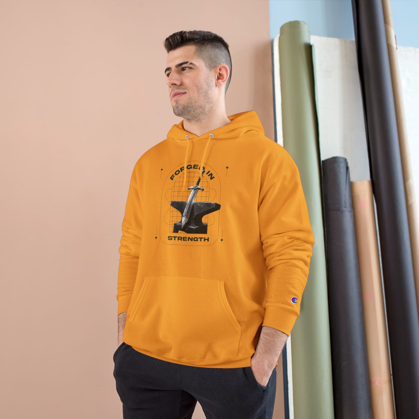 "Forged In Strength" Inspirational Champion Hoodie - The Shield of Light