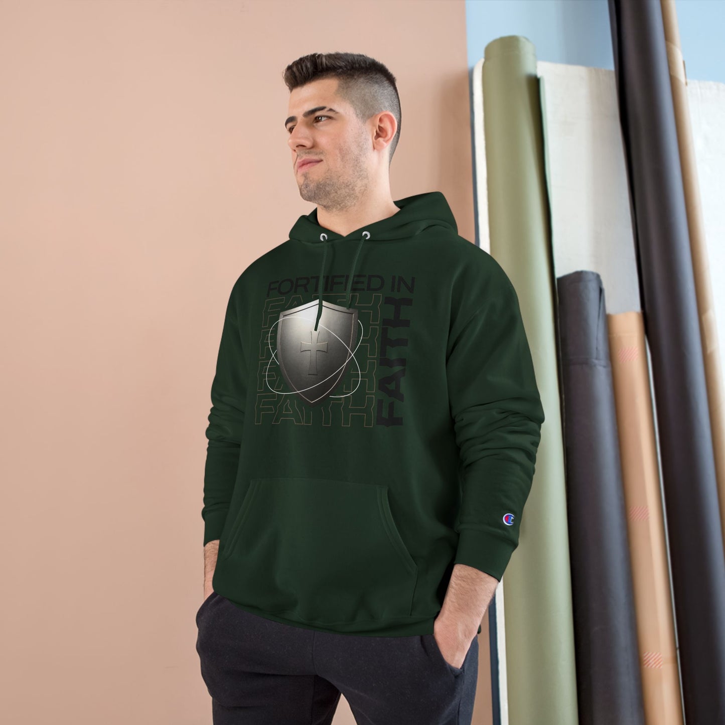 "Fortified In Faith " Inspirational Champion Hoodie - The Shield of Light