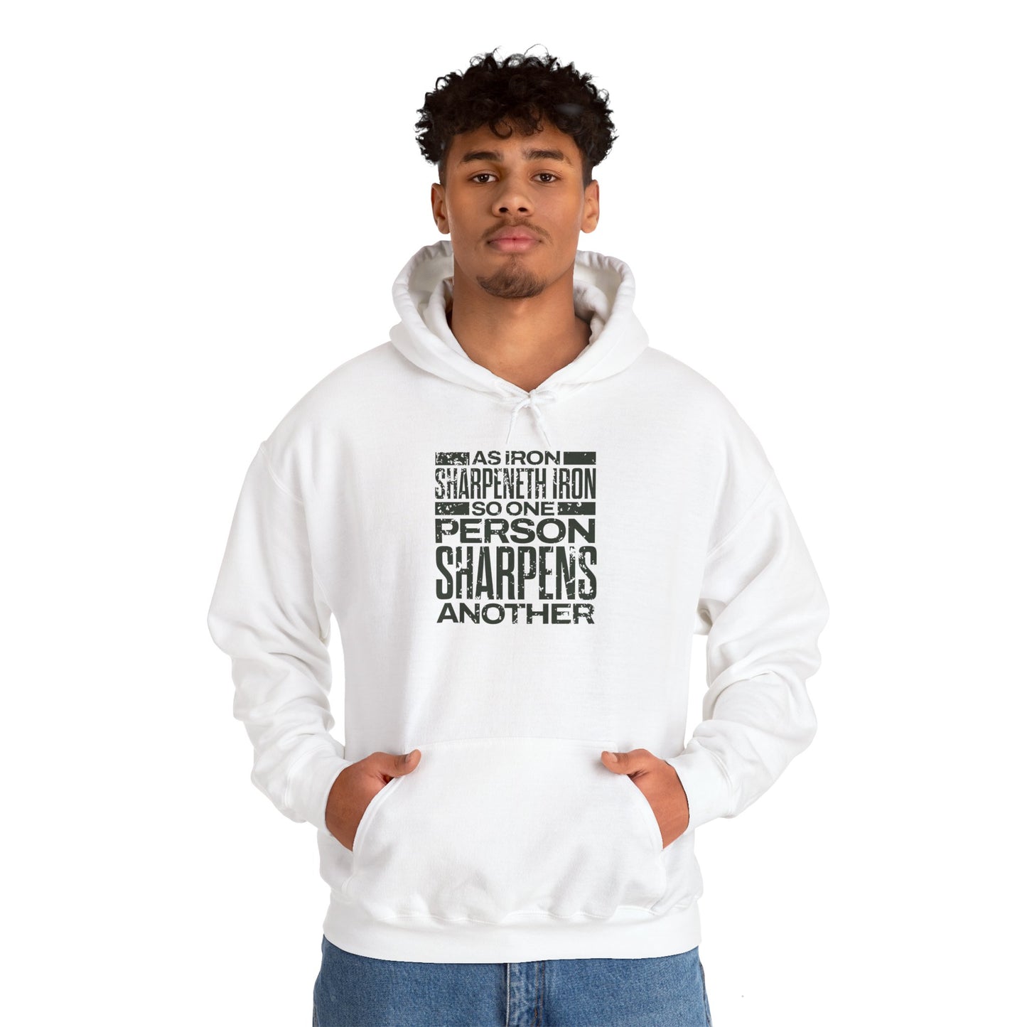 "As Iron Sharpeneth Iron So One Person Sharpens Another" Unisex Heavy Blend™ Hoodies - The Shield of Light