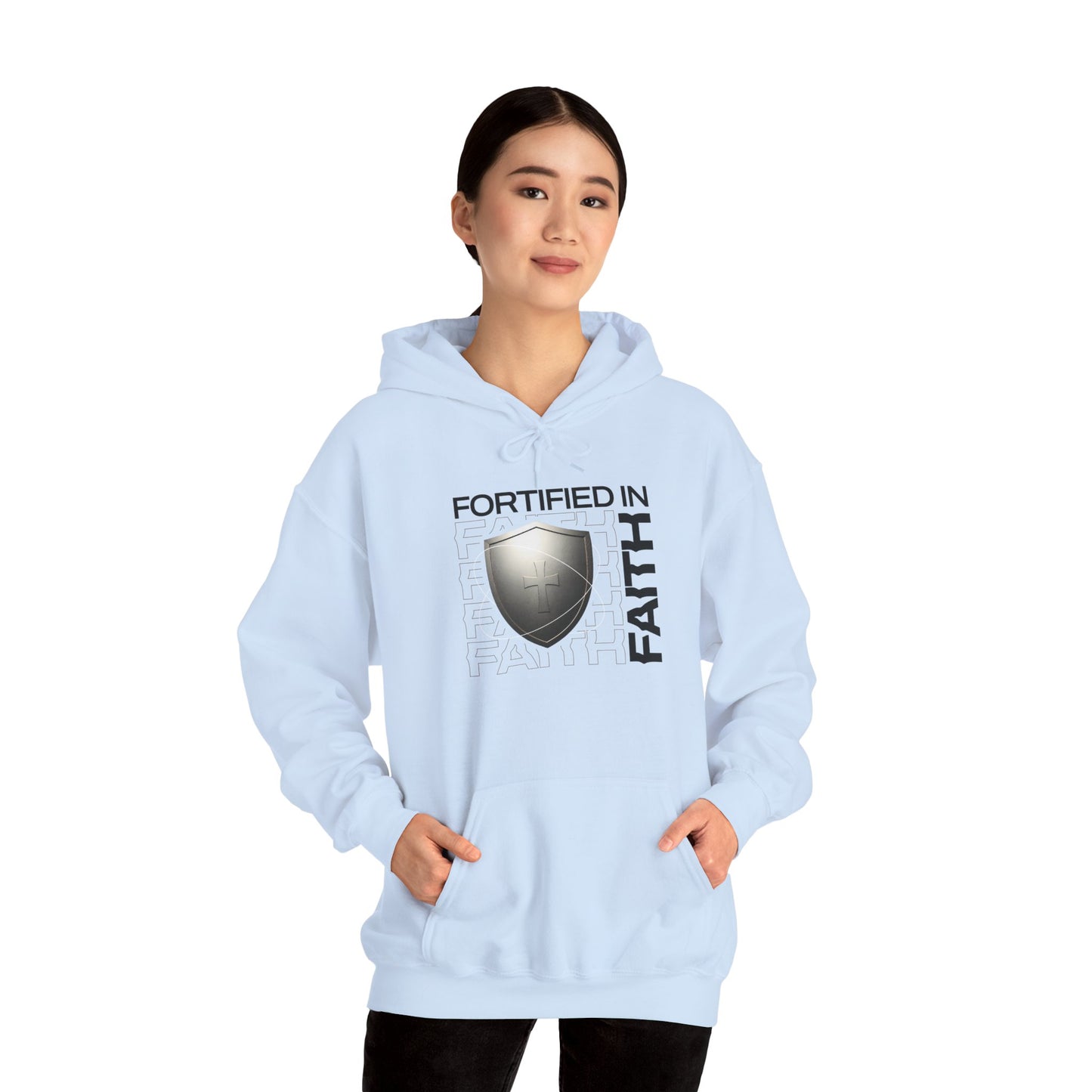 "Fortified In Faith " Unisex Heavy Blend™ Hoodies - The Shield of Light