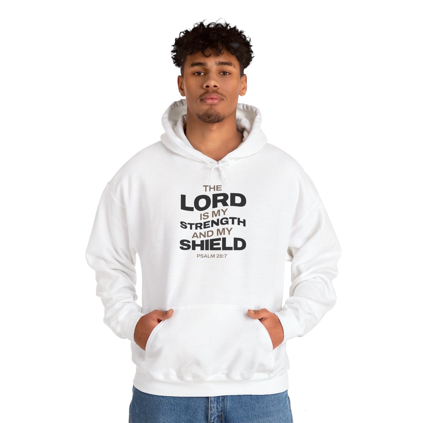 "The Lord Is My Strength and My Shield Psalm 28:7" Unisex Heavy Blend™ Hoodies - The Shield of Light