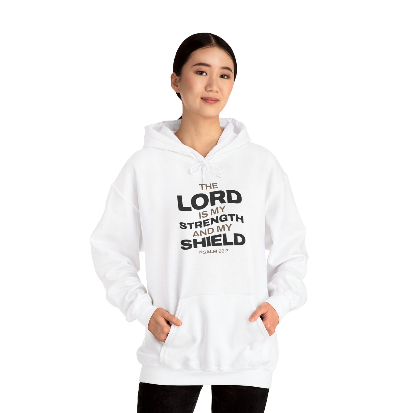 "The Lord Is My Strength and My Shield Psalm 28:7" Unisex Heavy Blend™ Hoodies - The Shield of Light