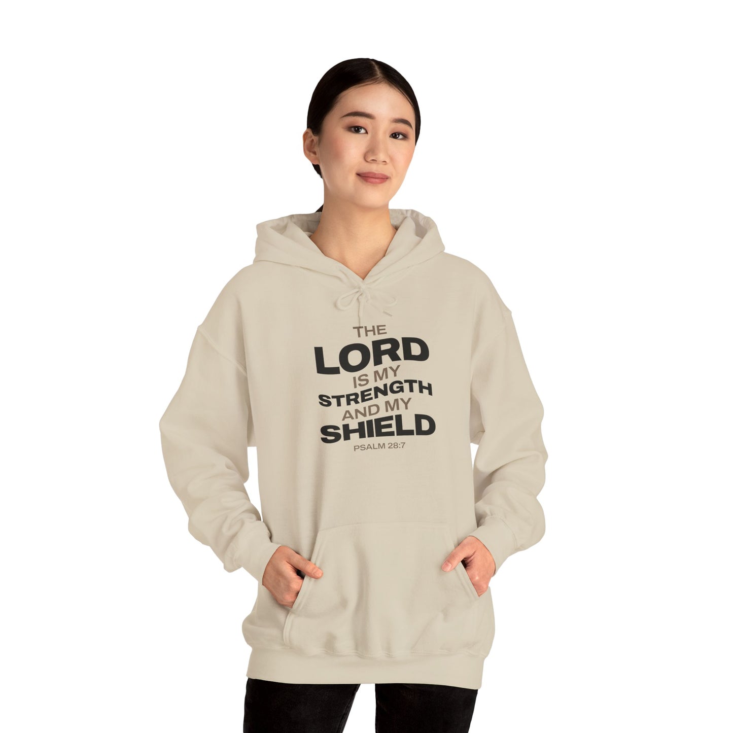 "The Lord Is My Strength and My Shield Psalm 28:7" Unisex Heavy Blend™ Hoodies - The Shield of Light