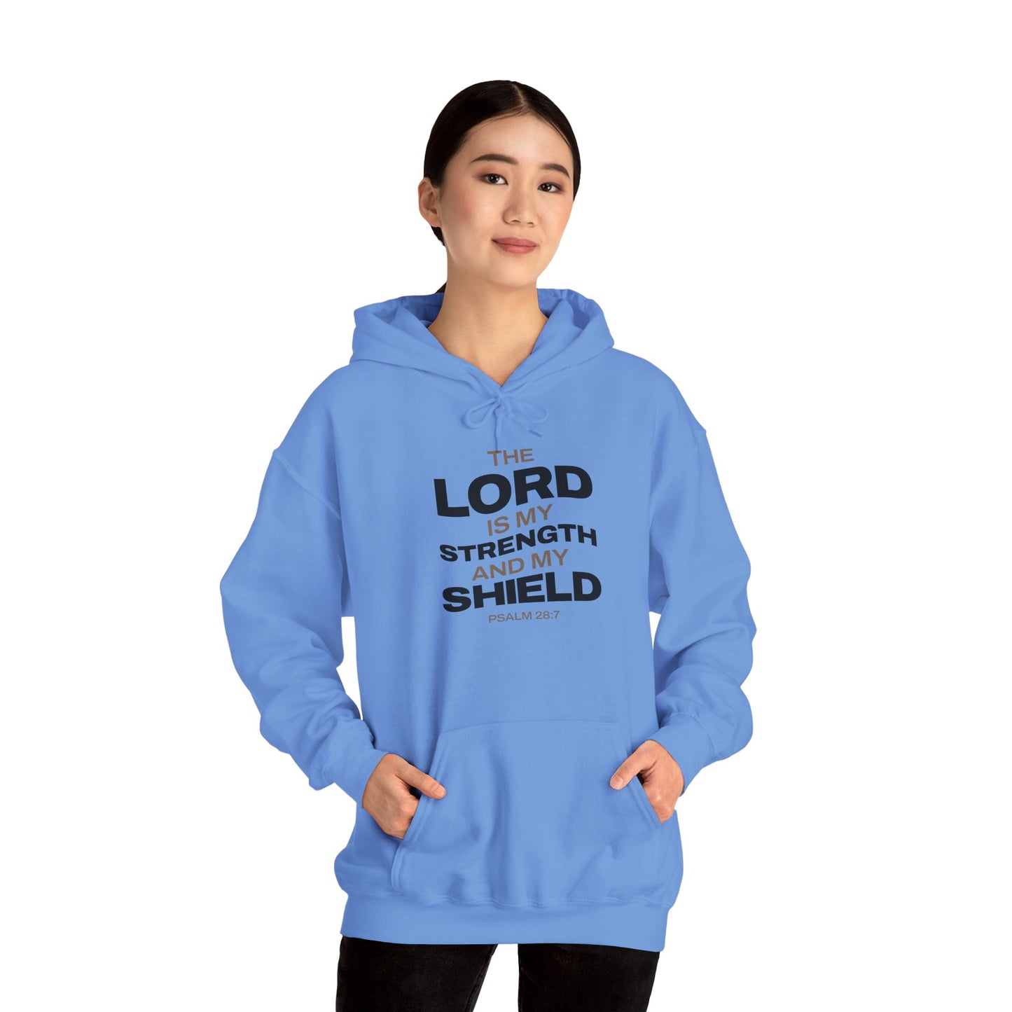 "The Lord Is My Strength and My Shield Psalm 28:7" Unisex Heavy Blend™ Hoodies - The Shield of Light
