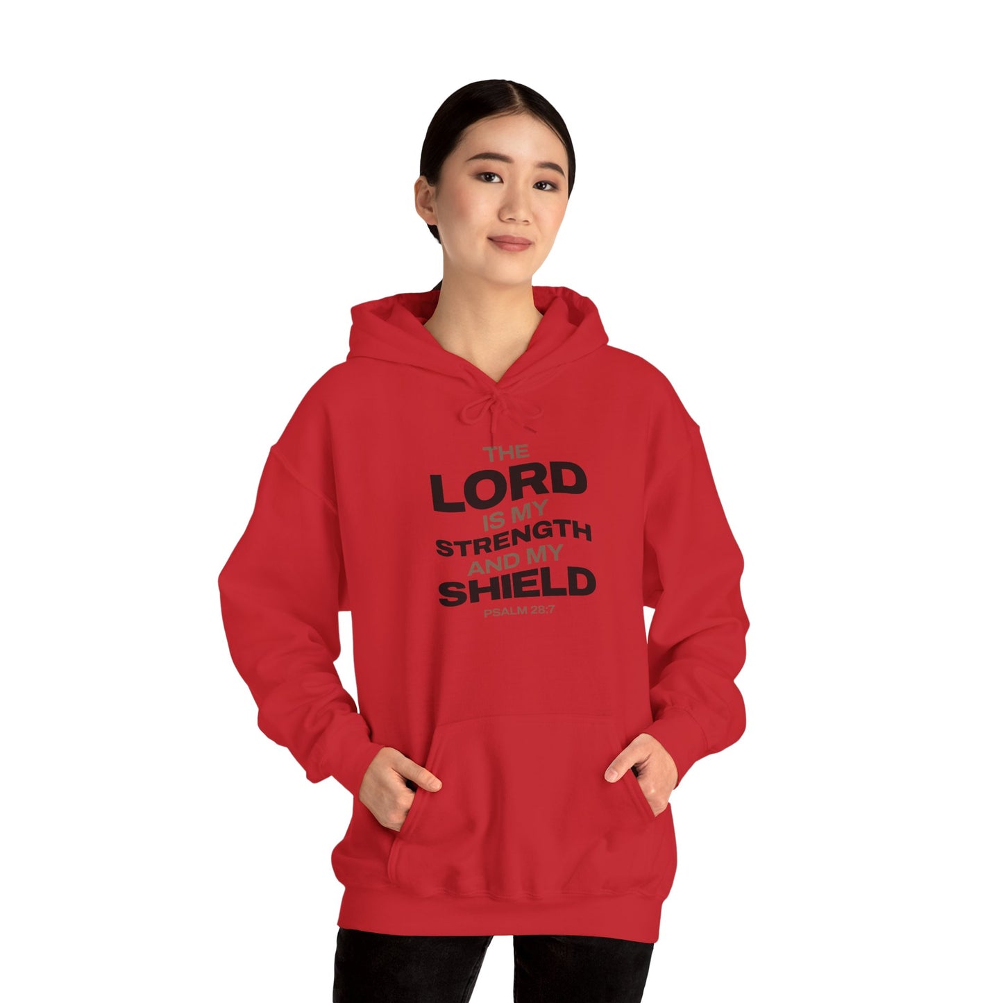 "The Lord Is My Strength and My Shield Psalm 28:7" Unisex Heavy Blend™ Hoodies - The Shield of Light