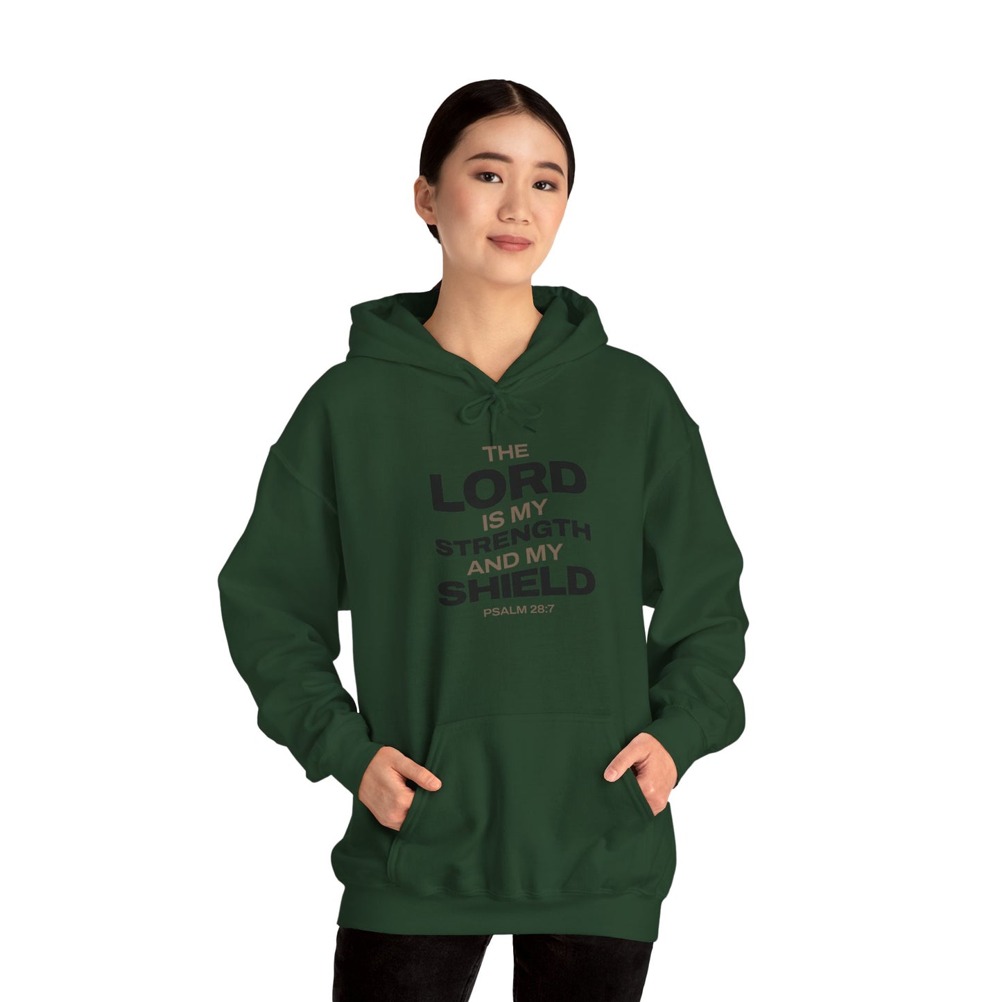 "The Lord Is My Strength and My Shield Psalm 28:7" Unisex Heavy Blend™ Hoodies - The Shield of Light