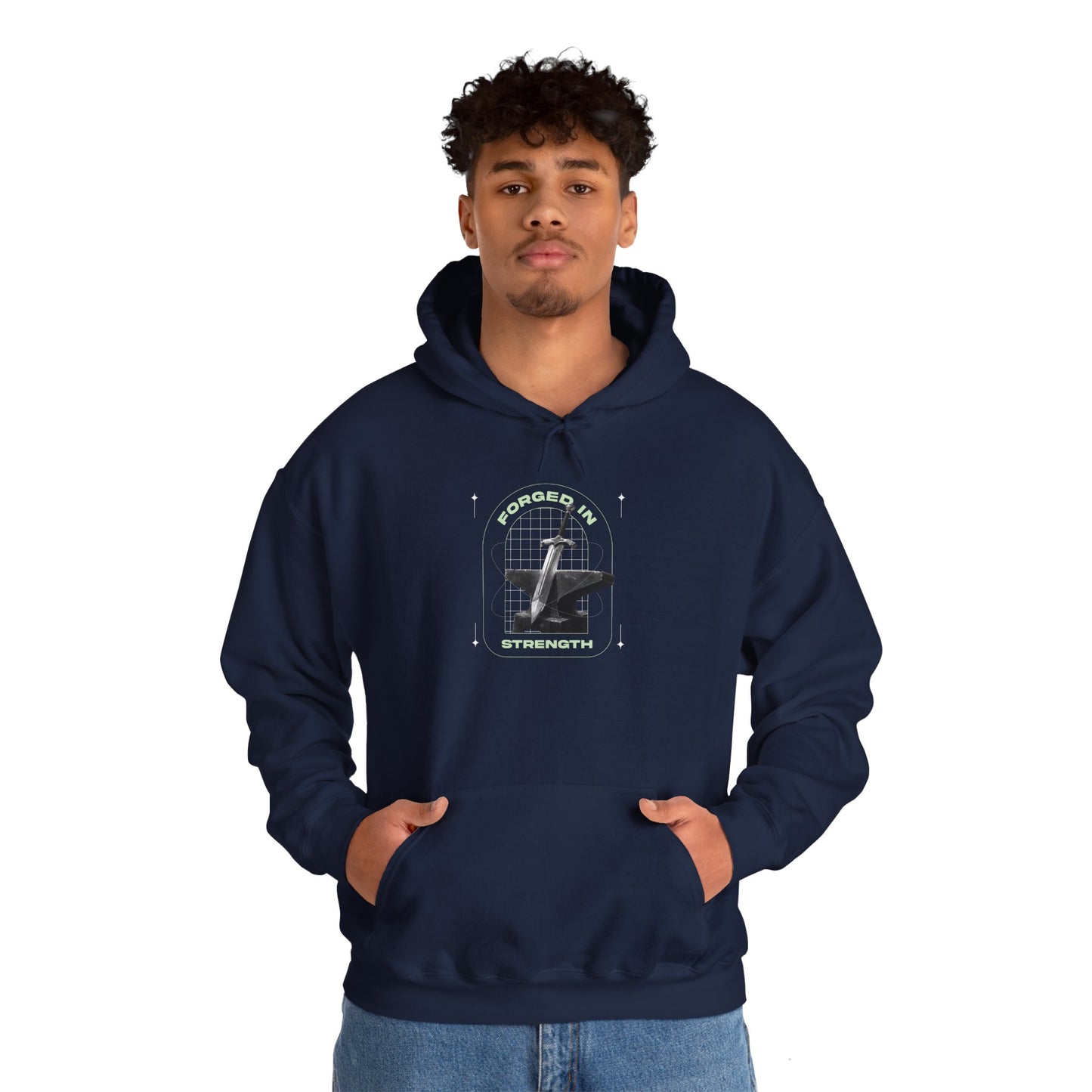 "Forged In Strength" Unisex Heavy Blend™ Hoodies - The Shield of Light
