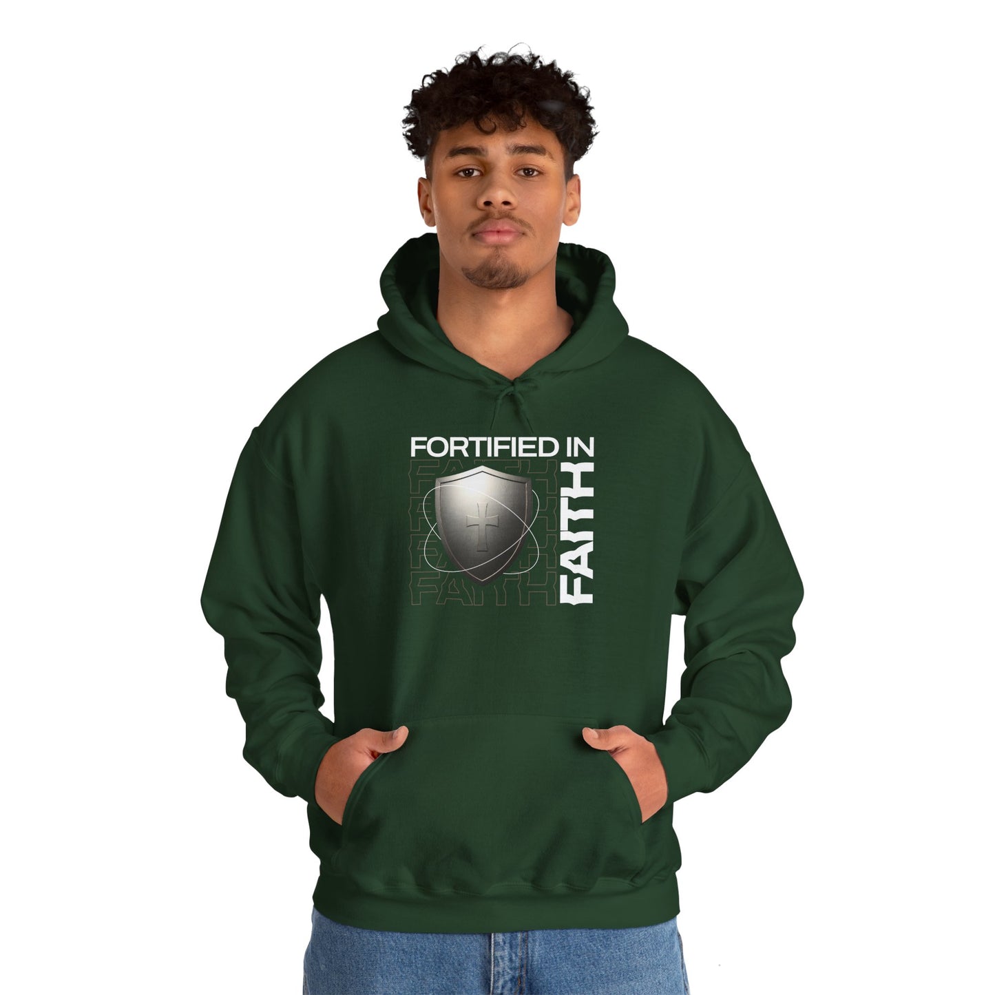 "Fortified In Faith " Unisex Heavy Blend™ Hoodies - The Shield of Light