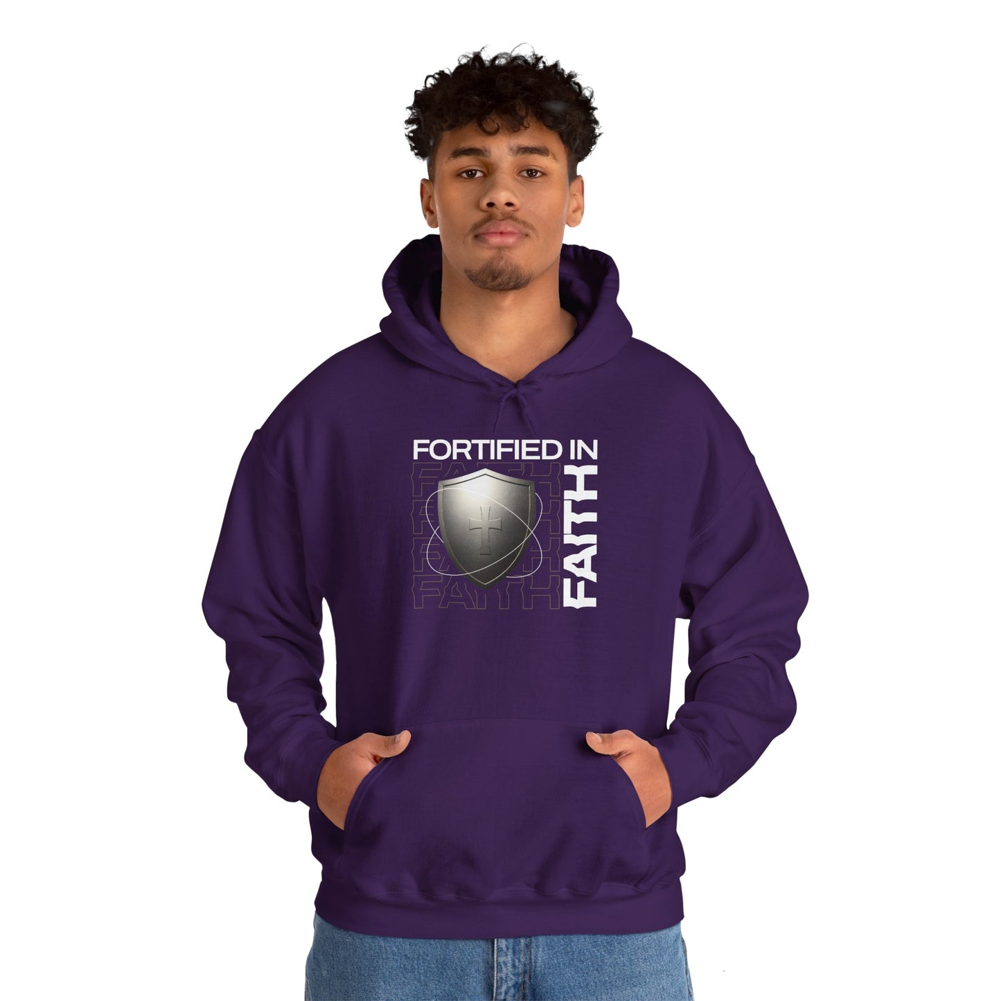 "Fortified In Faith " Unisex Heavy Blend™ Hoodies - The Shield of Light