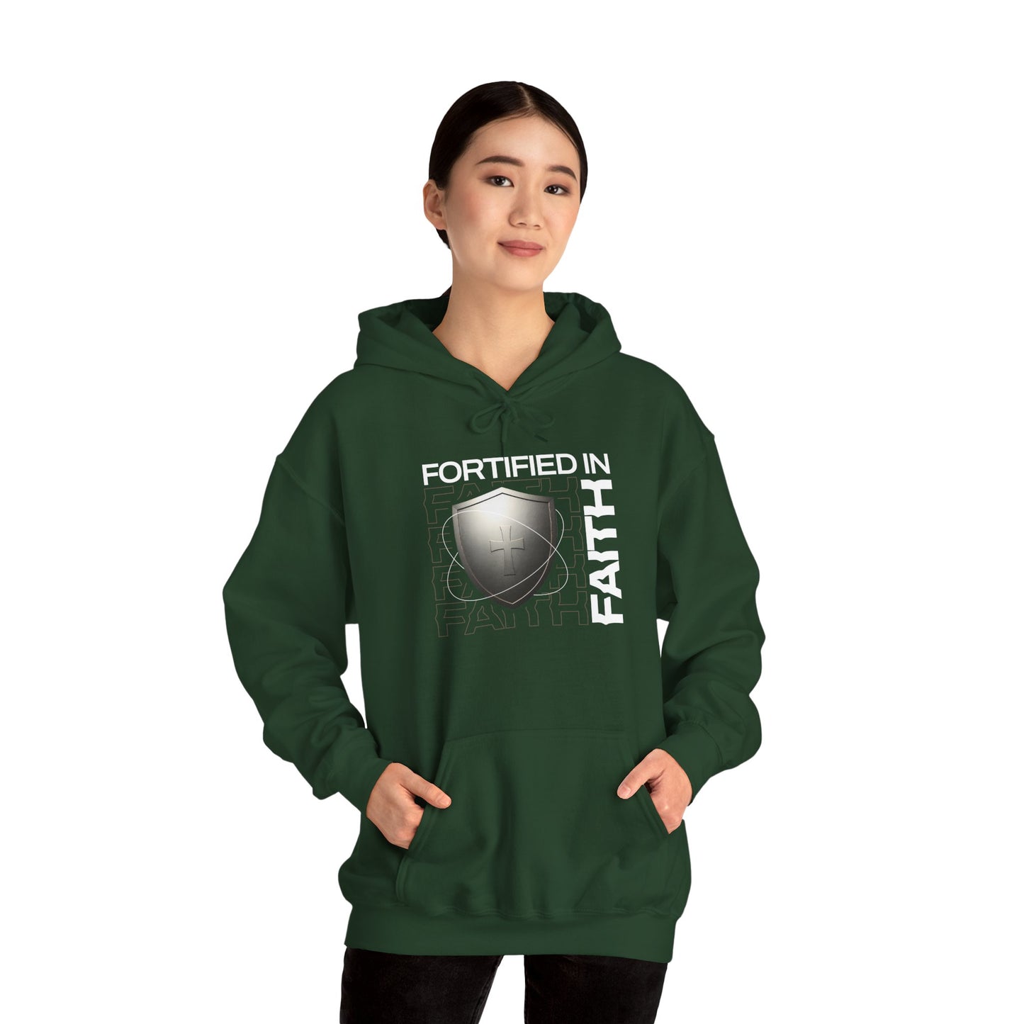 "Fortified In Faith " Unisex Heavy Blend™ Hoodies - The Shield of Light